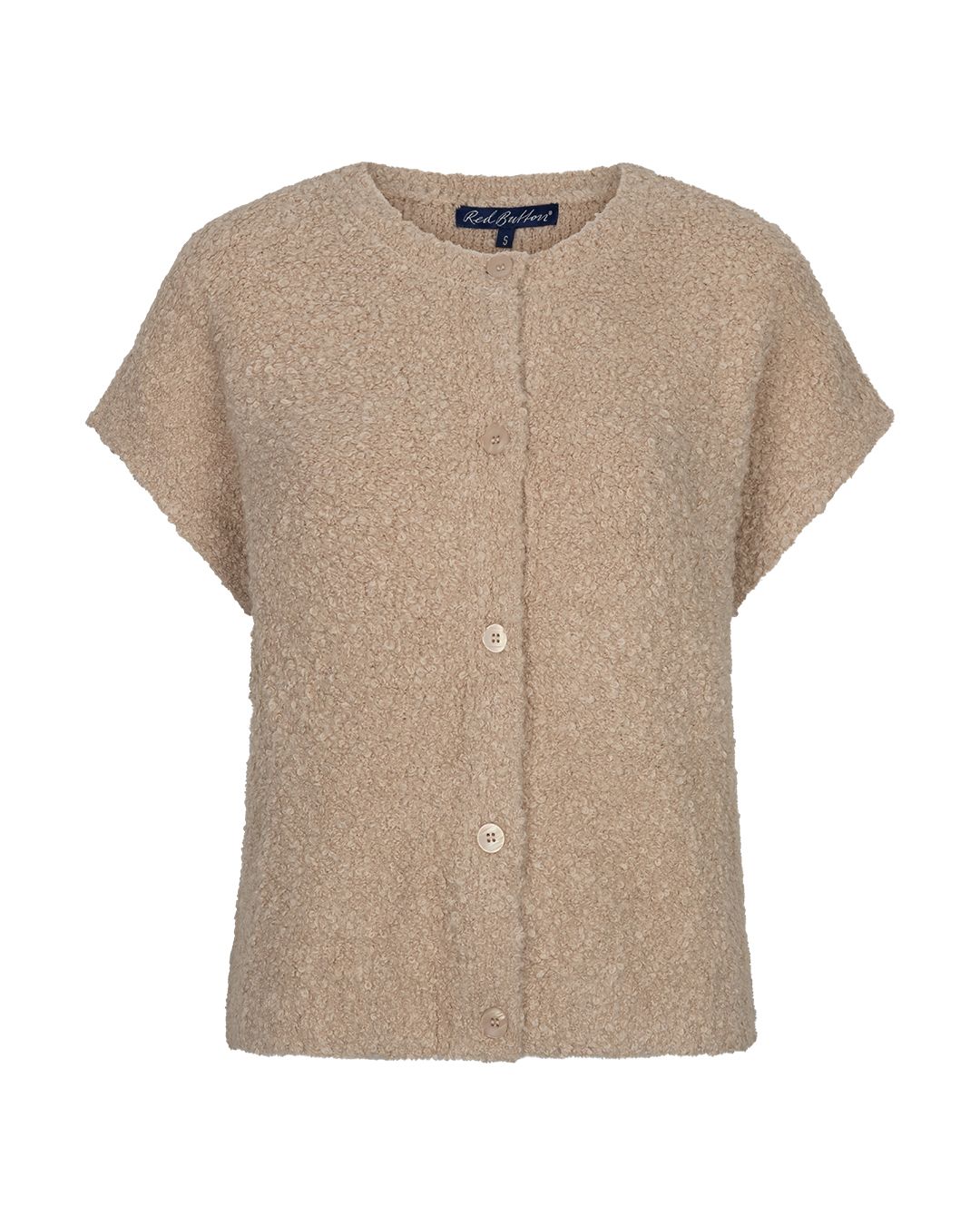 Red Button Sleeveless knit boucle Latte416 2900163262025