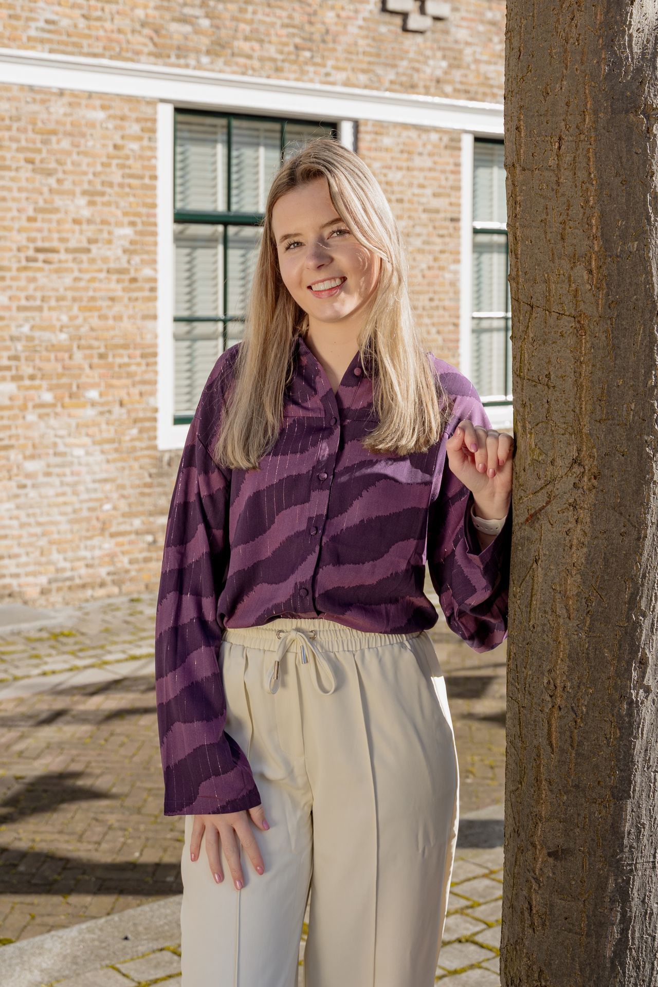 Lofty Manner Blouse Tova 746 purple faded stripe 2900164045023