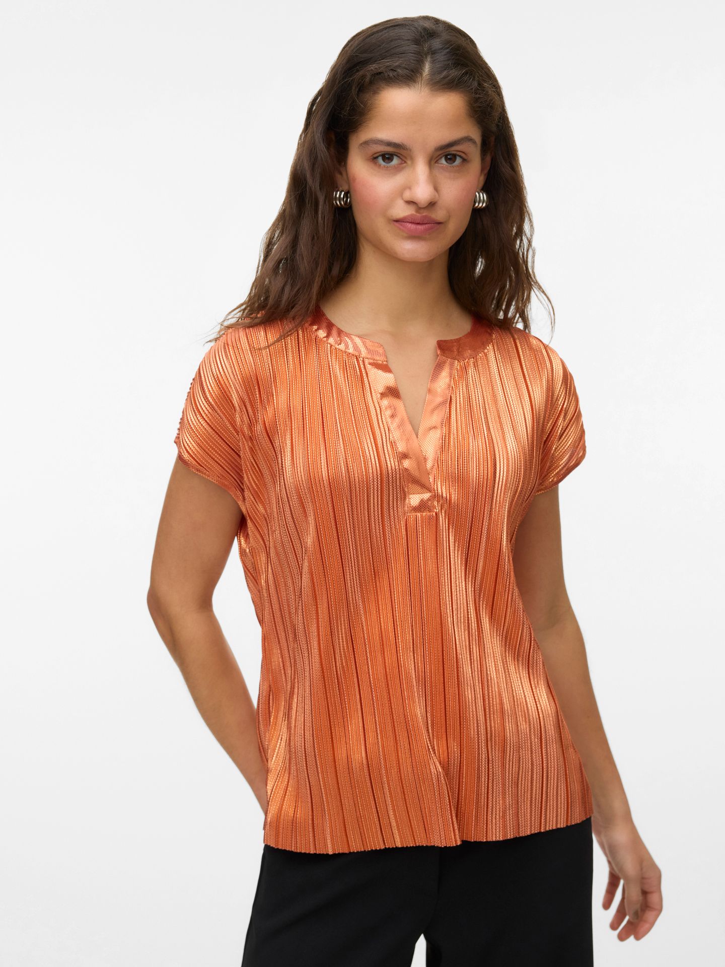 Vero Moda VMKUVI S/S V-NECK TOP JRS BTQ NL Langoustino 00118584-EKA26011400003440