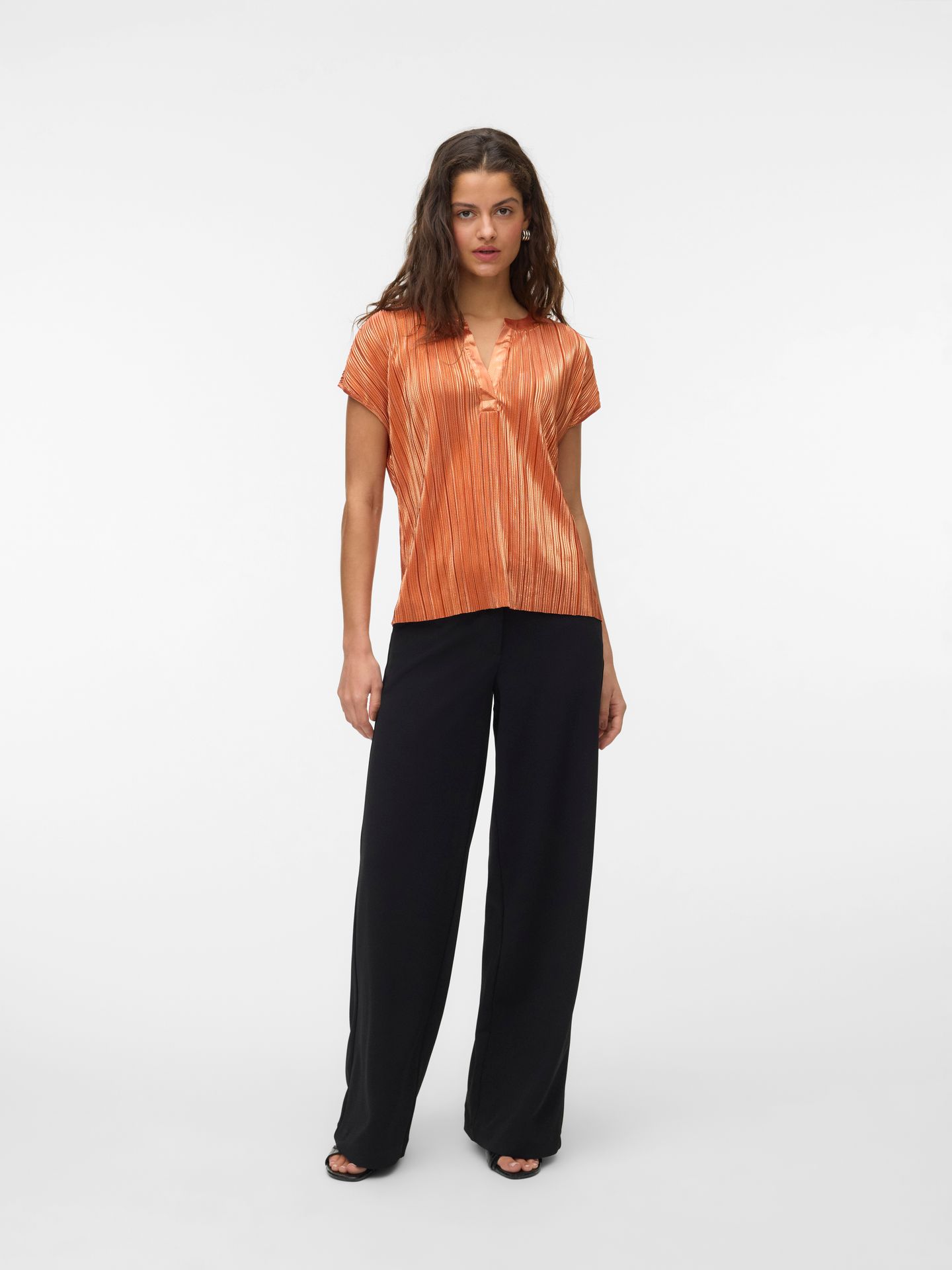 Vero Moda VMKUVI S/S V-NECK TOP JRS BTQ NL Langoustino 2900166813040