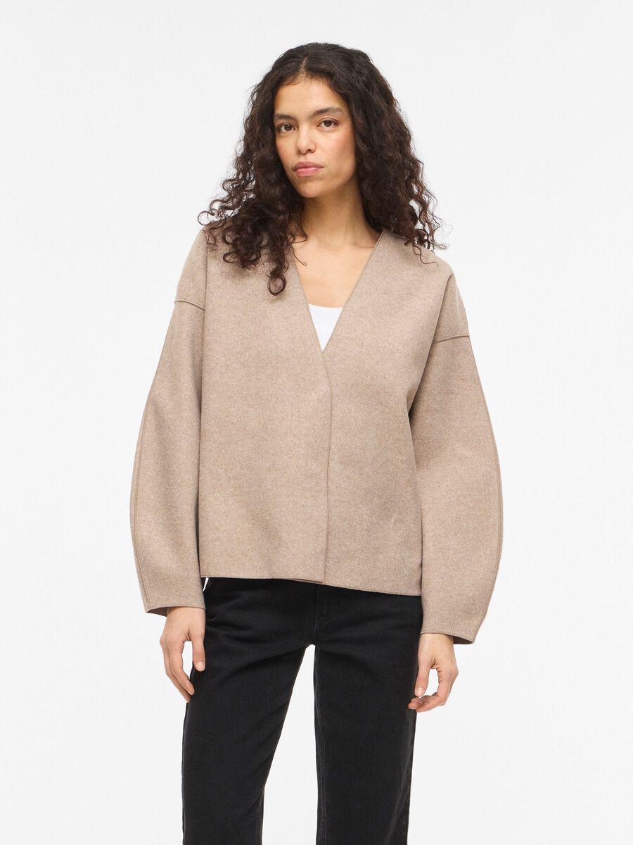 Object VIJUICE LOOSE L/S JACKET - NOOS Natural Melange 00118911-EKA22000400000234