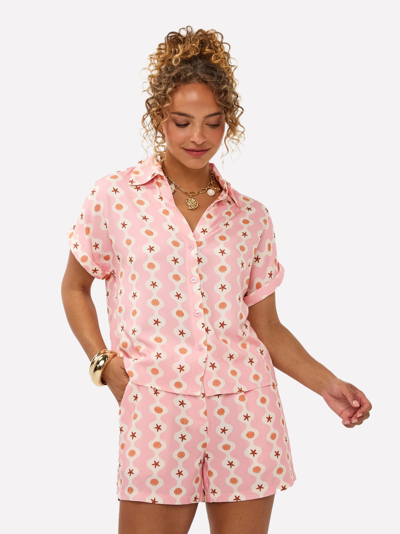 Ydence Blouse Tina Pink seashells 00119137-1128