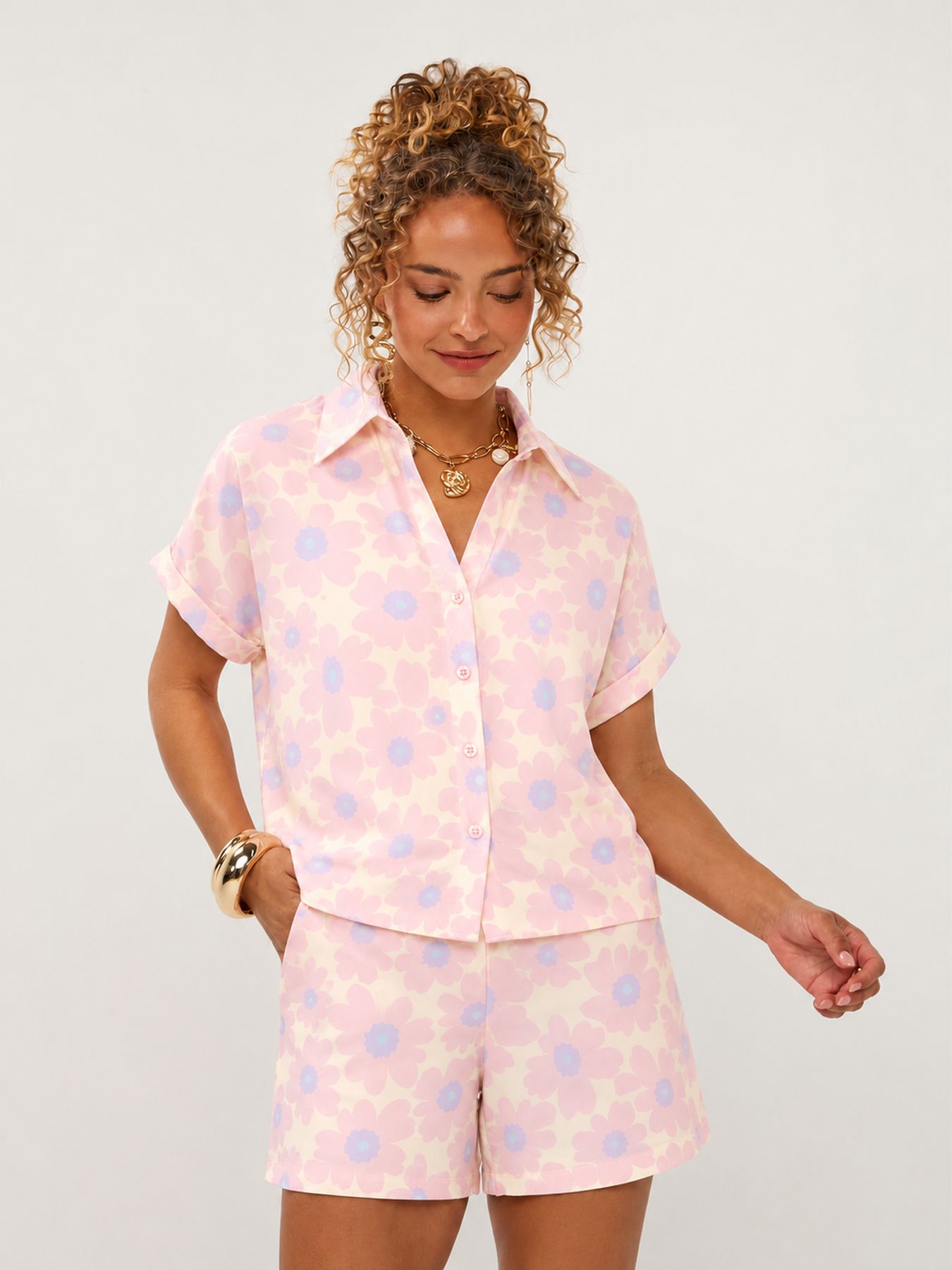Ydence Blouse Tina Soft Pink Flower 00119137-1098