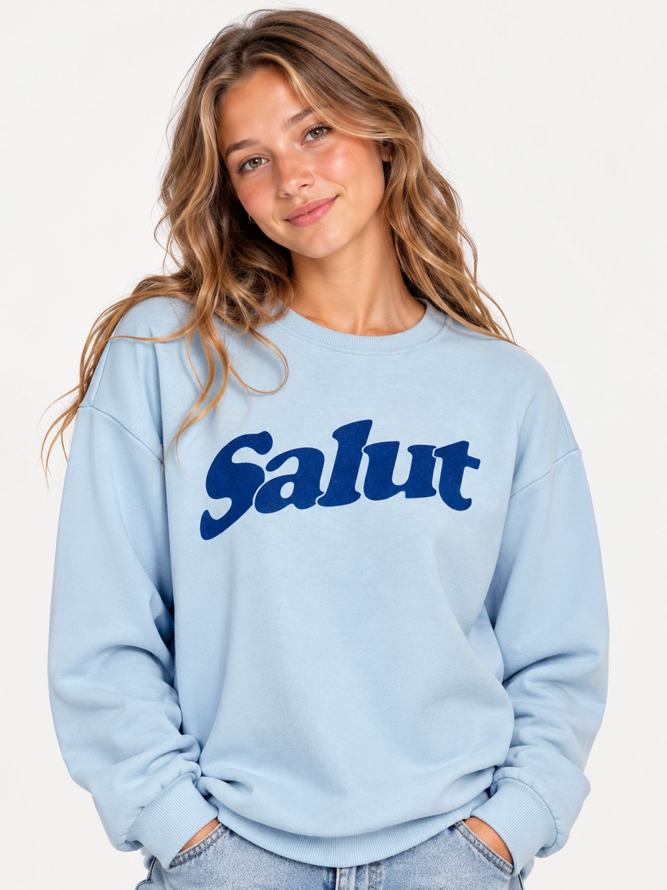 Only ONLZALENTA BOXY L/S BOX CS SWT Dusty Blue/WHITE + FRENCH OAK + VIN 00119159-EKA26011400000576