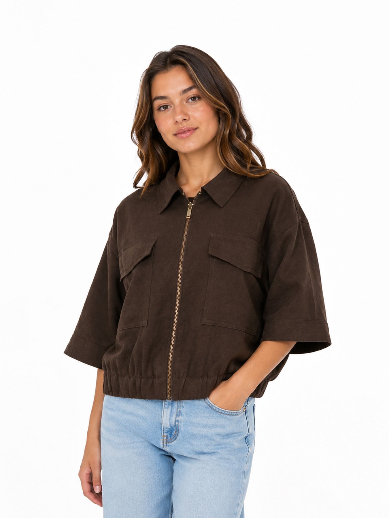 Only JDYFINN 3/4 BOMBER WVN Coffee Bean 00119164-EKA26011400003147