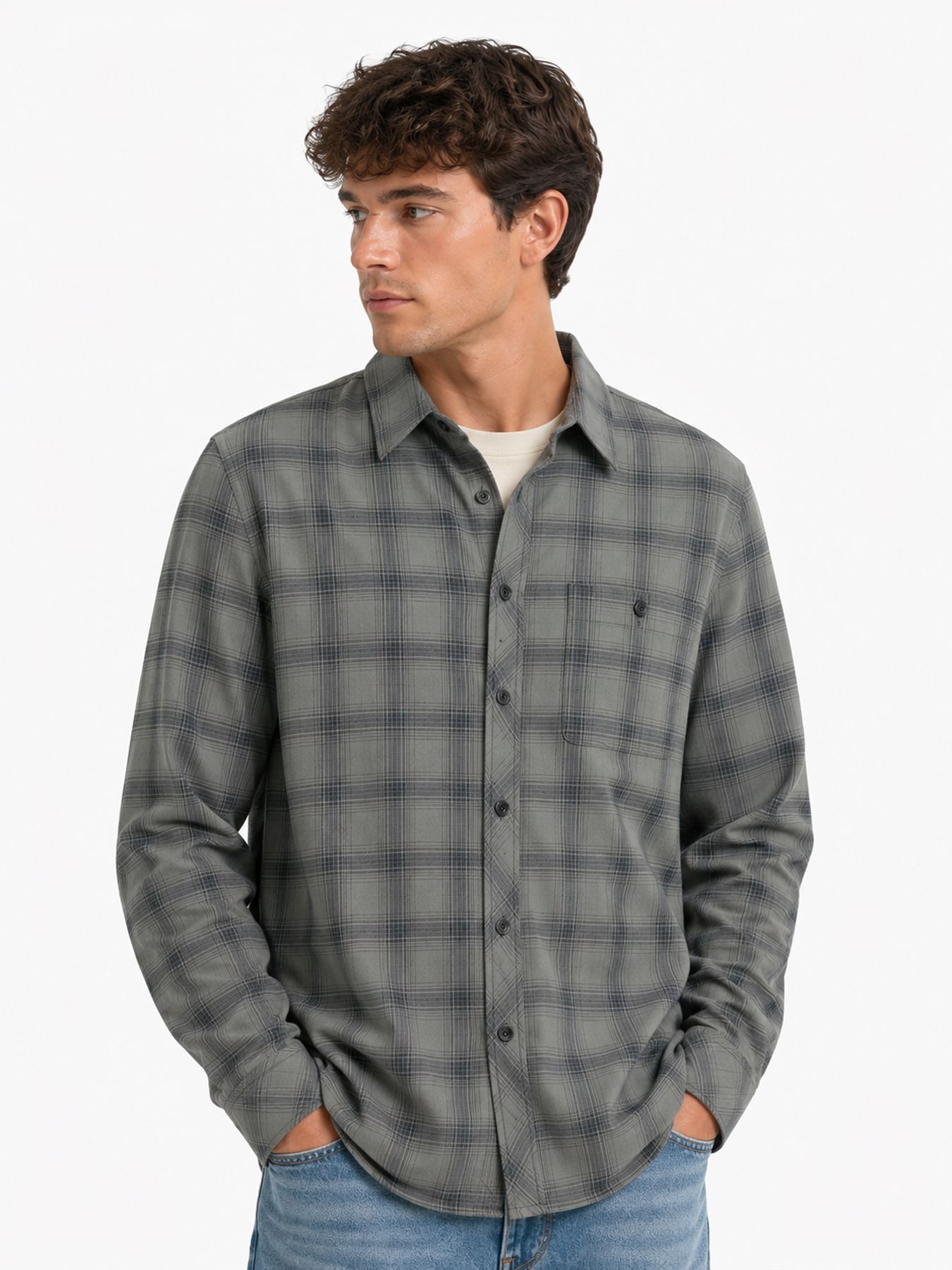 G-star Raw One pkt regular shirt J337 grey pewter small window check 00119204-EKA07001300000311