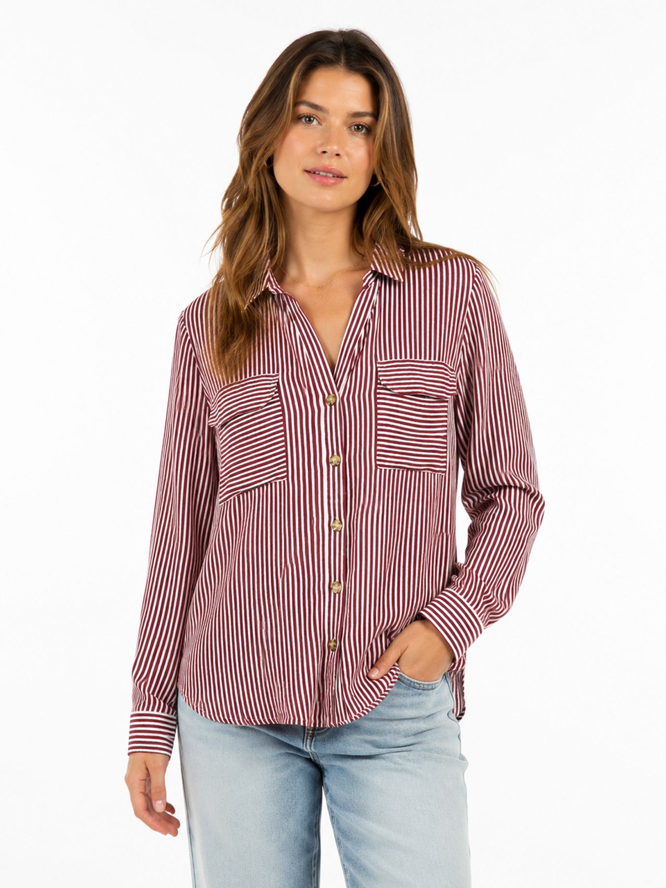 Vero Moda VMBUMPY L/S SHIRT NEW WVN NOOS Windsor Wine/Snow White 00119317-EKA26011400003622