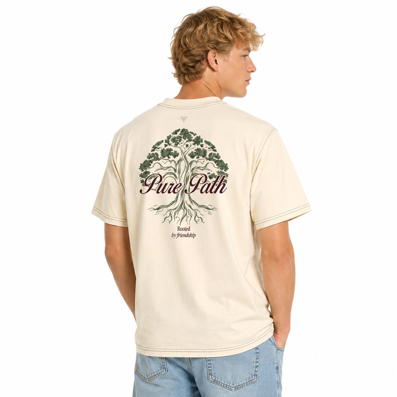 Pure Path Rooted Tree T-shirt 54 ecru 00119378-EKA26015200000003