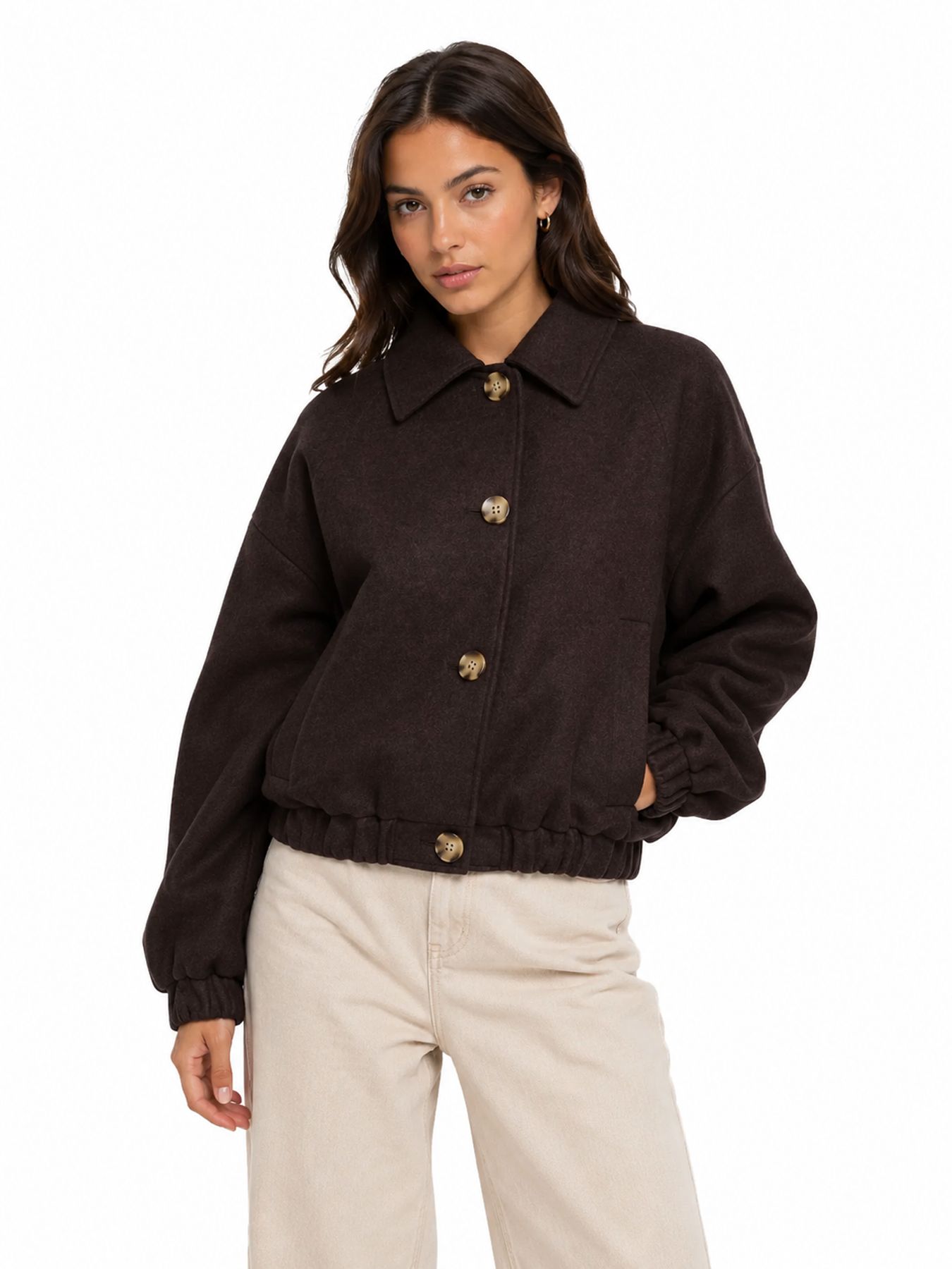 Only ONLNANCY LIFE COLLAR JACKET CC OTW Chocolate Torte/CLOUD DANCER 00110231-EKA26011400003528