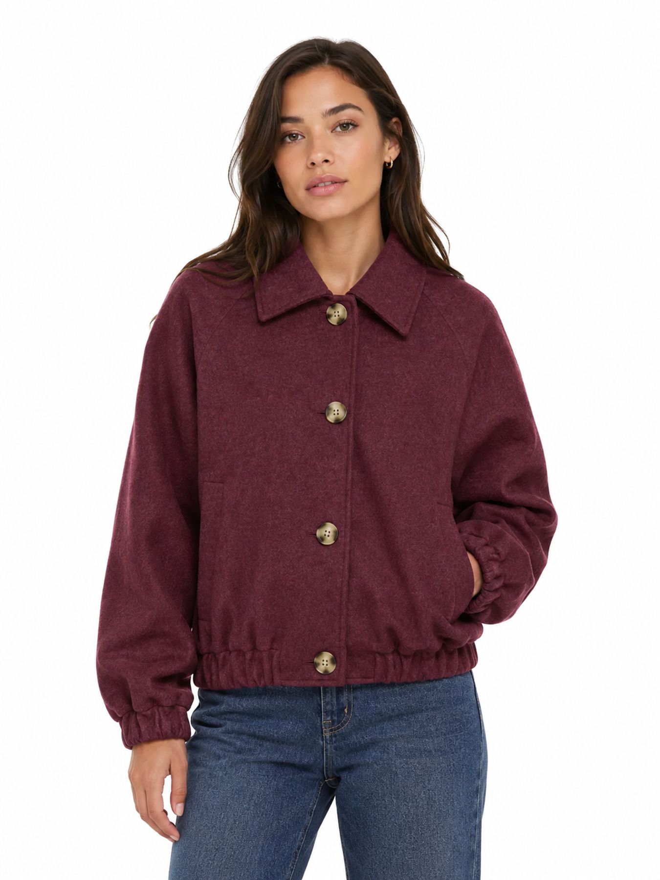Only ONLNANCY LIFE COLLAR JACKET CC OTW Fig/MELANGE 00110231-EKA26011400003113