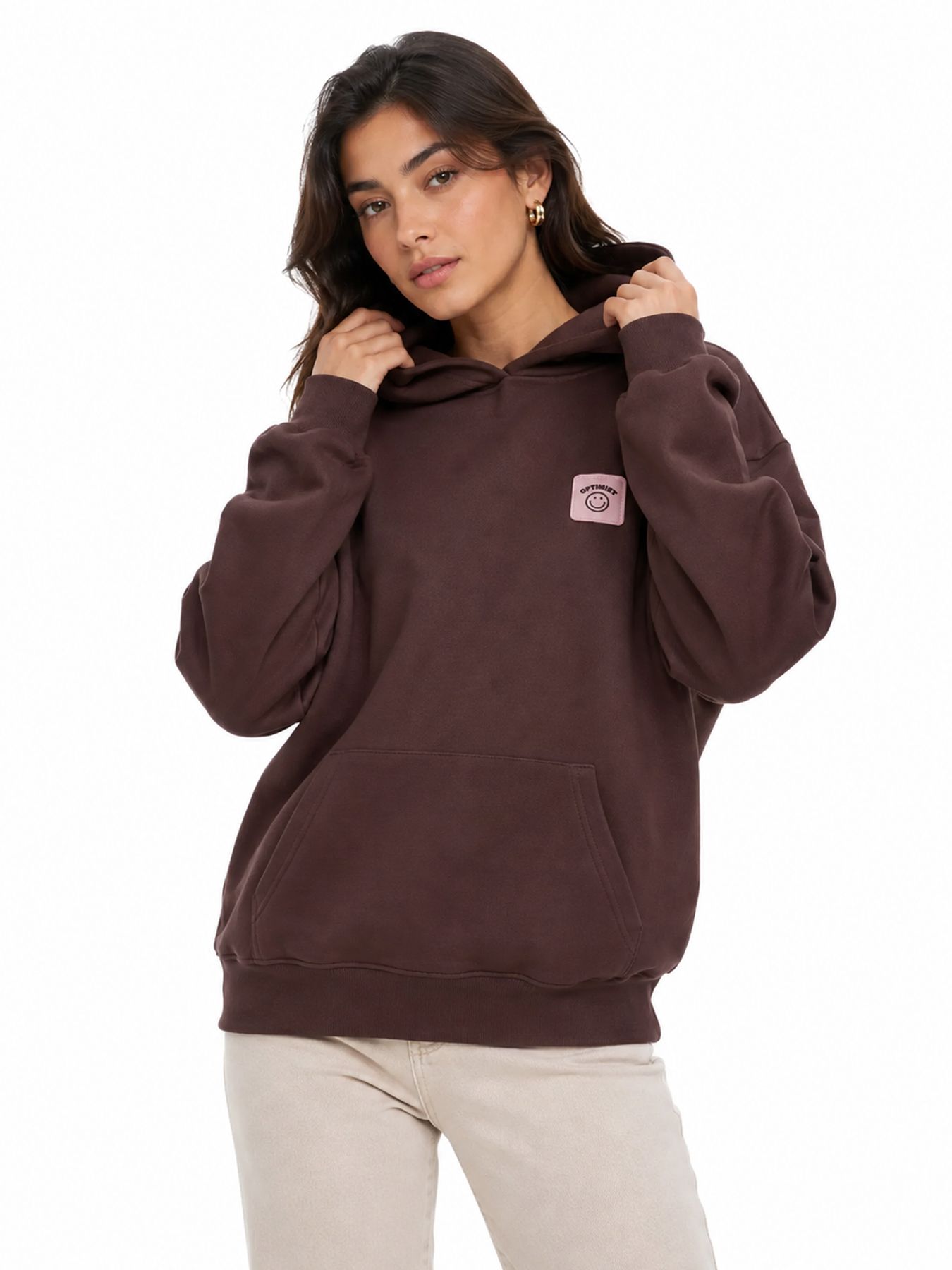 Only ONLOFELIA L/S HOOD UB SWT Decadent Chocolate/Local + optimist 00119412-EKA26011400003650