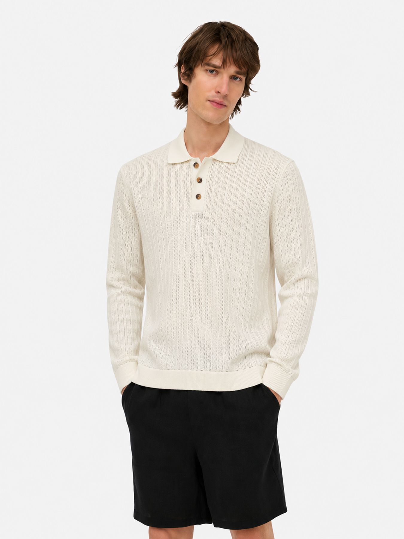 Only & Sons ONSMOON LS STRUCTURE POLO REG NOOS Egret 00119543-EKA26011400002672