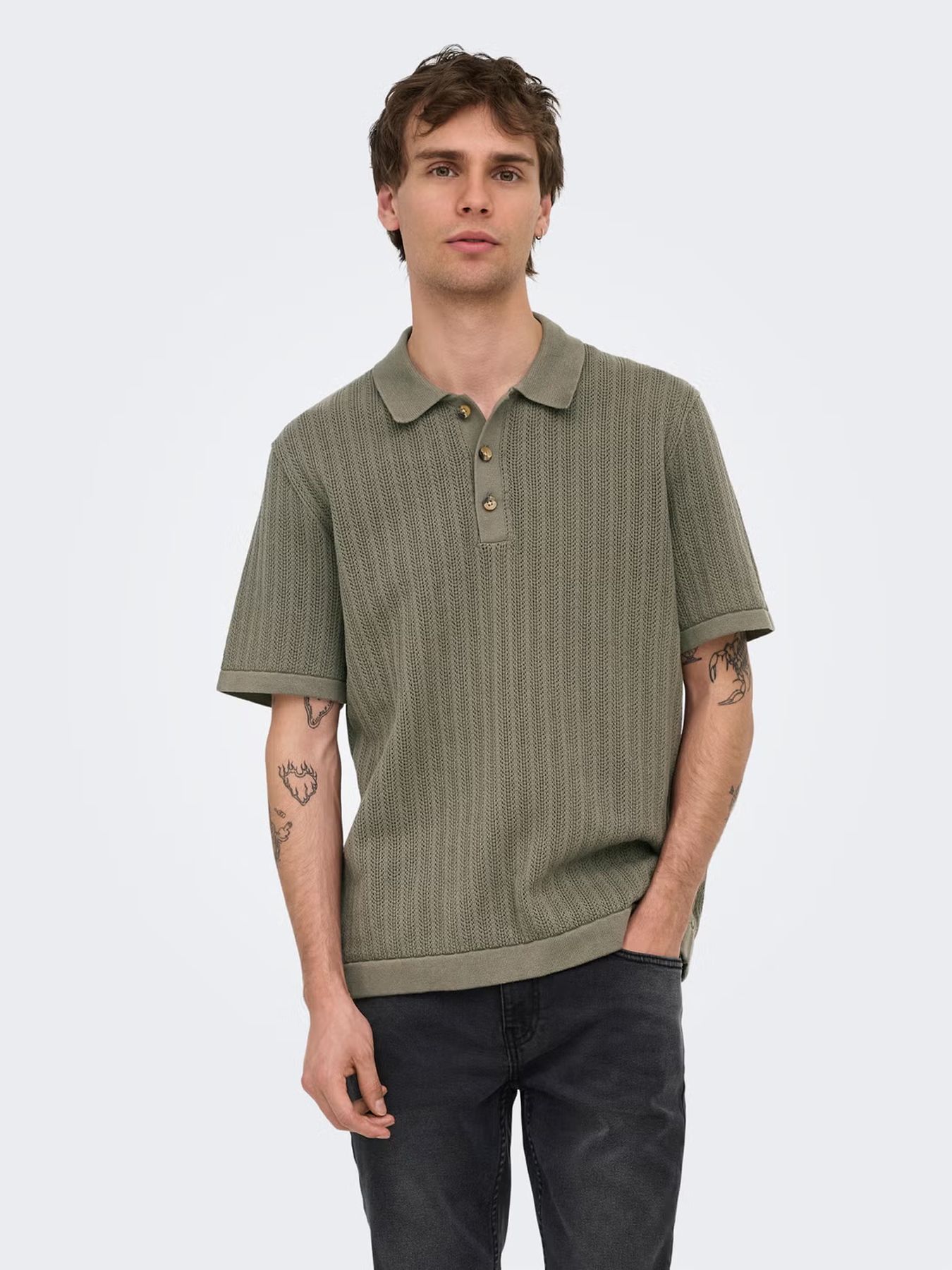 Only & Sons ONSMOON LS STRUCTURE POLO REG NOOS Bungee Cord 00119543-EKA26011400003281
