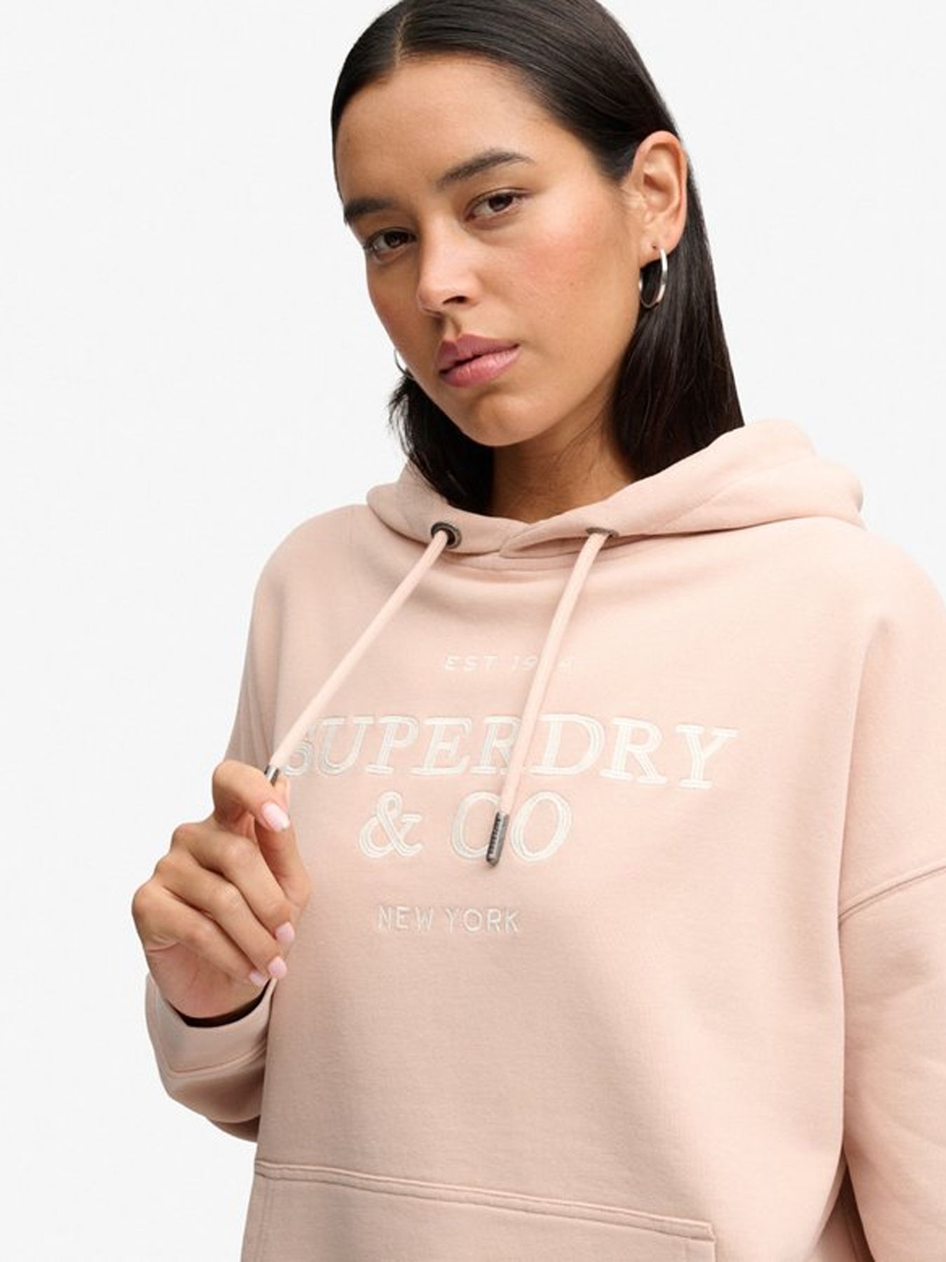 Superdry Luxe Casual Embroidered Relaxed Hoodie 7uj Rose Dust 00119633-EKA26009000000007