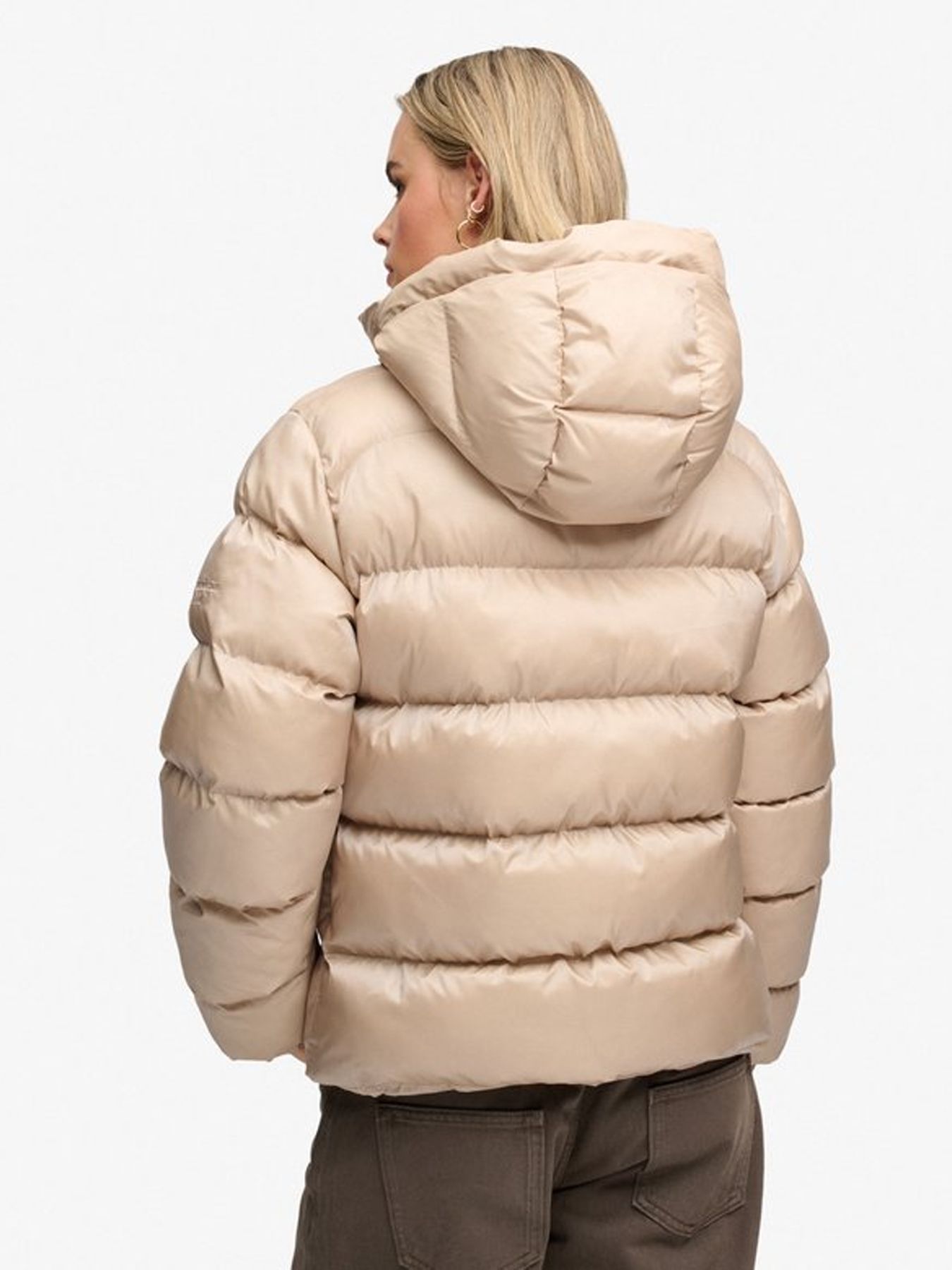 Superdry Hooded Shine Puffer Jacket m1e Mushroom Beige 2900168835033
