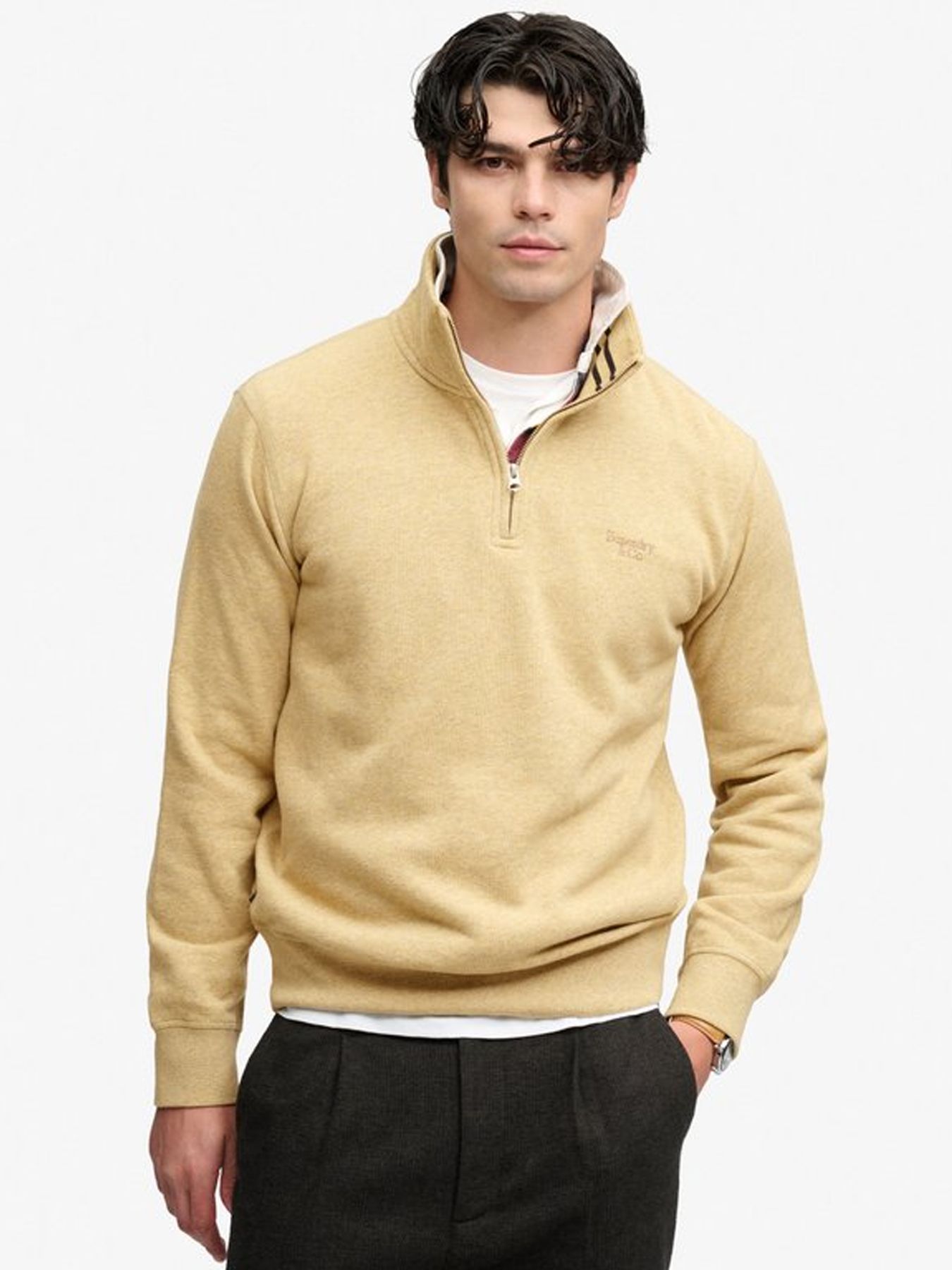 Superdry Essential Serif Logo Half Zip Sweatshirt 1wy Pumice Stone Beige Marl 00119652-EKA26009000000041