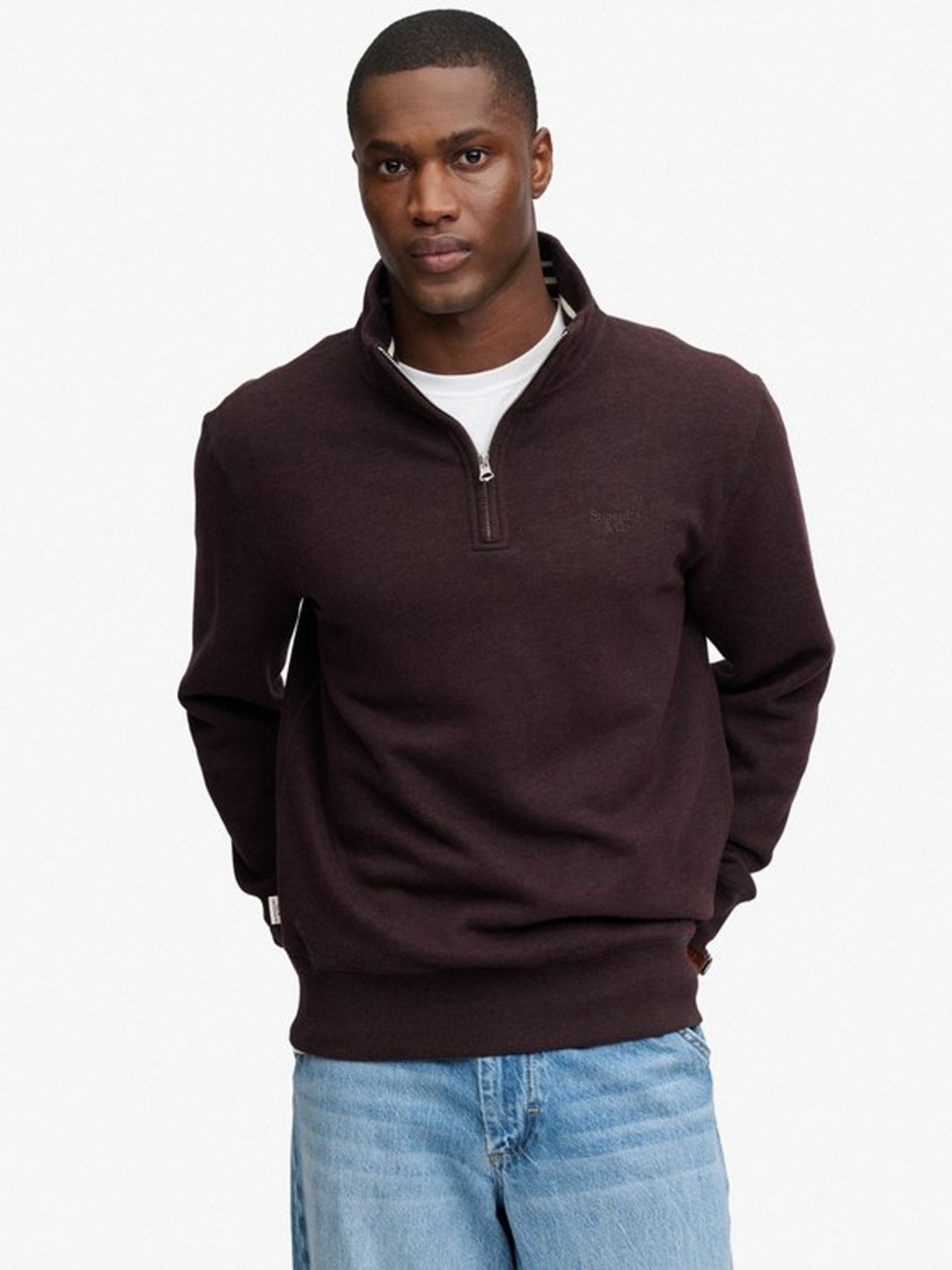 Superdry Essential Serif Logo Half Zip Sweatshirt m8f Heritage Port Marl 00119652-EKA26009000000042