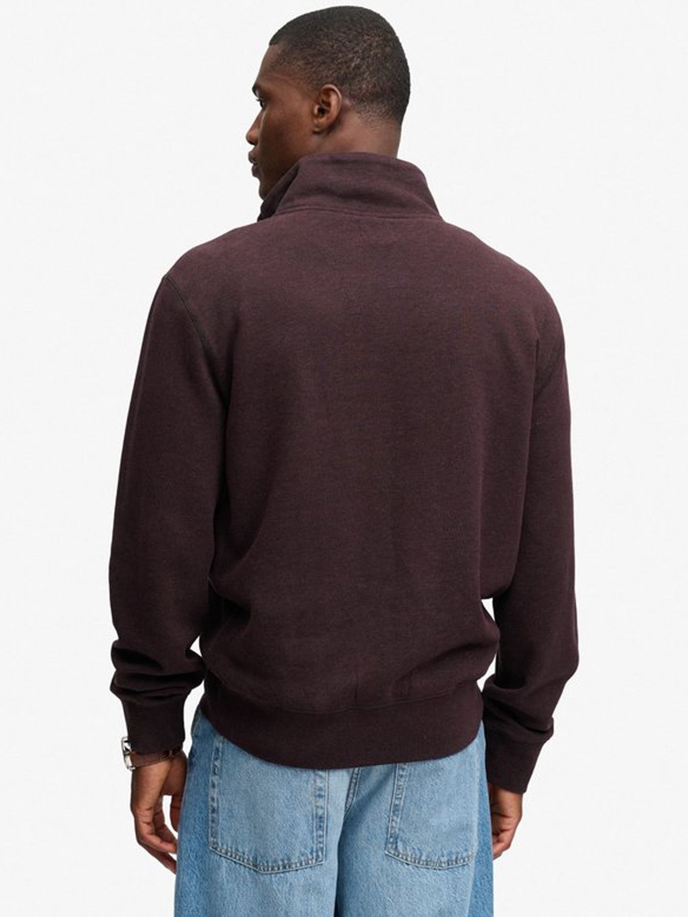 Superdry Essential Serif Logo Half Zip Sweatshirt m8f Heritage Port Marl 2900168864064