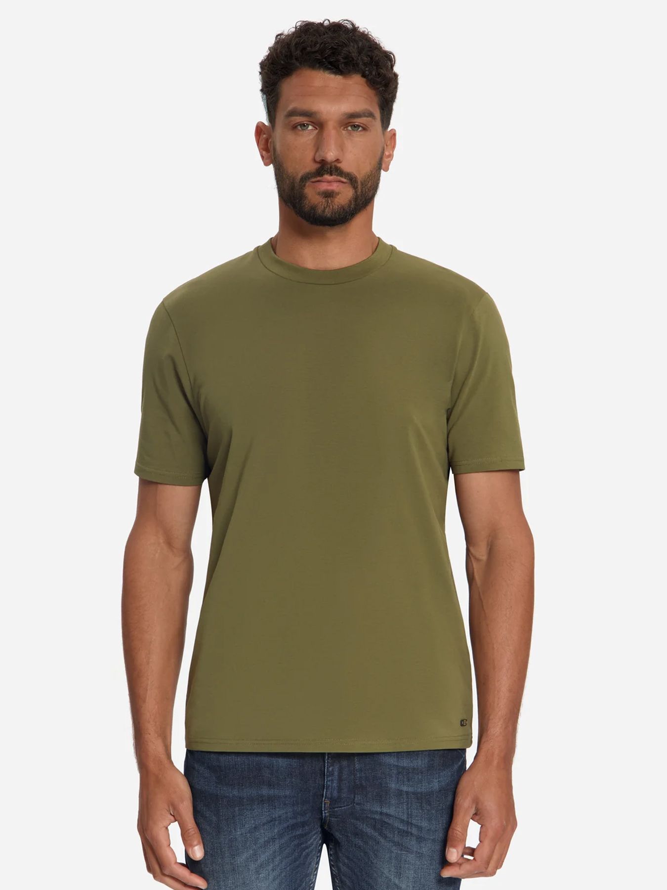 No Excess T-Shirt Crewneck Solid Basic Stretch 152 moss 00119688-EKA14000100000114