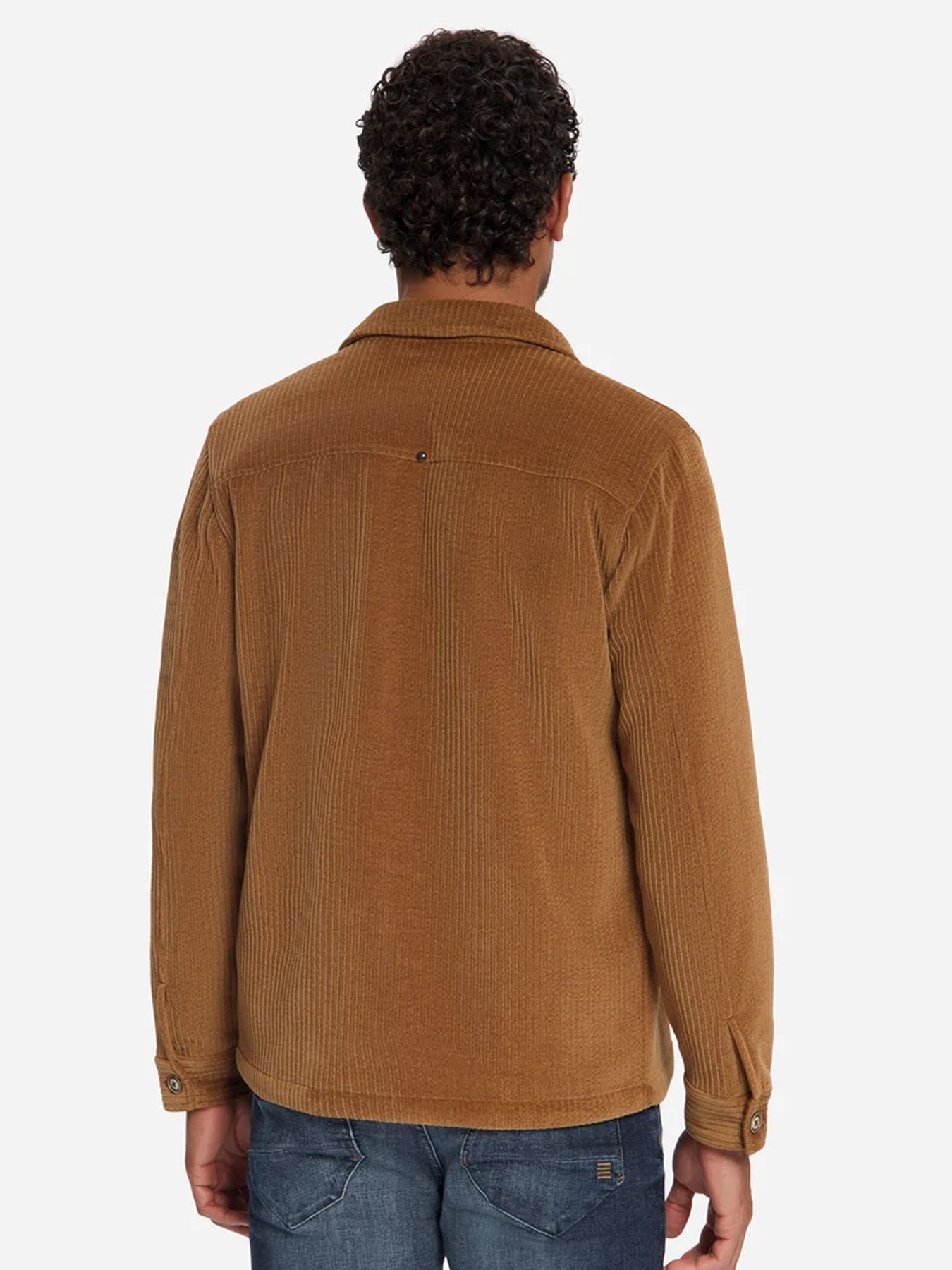 No Excess Overshirt Full Button Rib Sweat 048 caramel 2900168958077