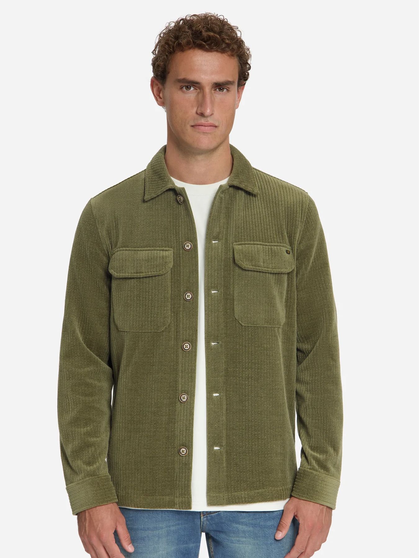 No Excess Overshirt Full Button Rib Sweat 053 army 00119696-EKA14000100000118