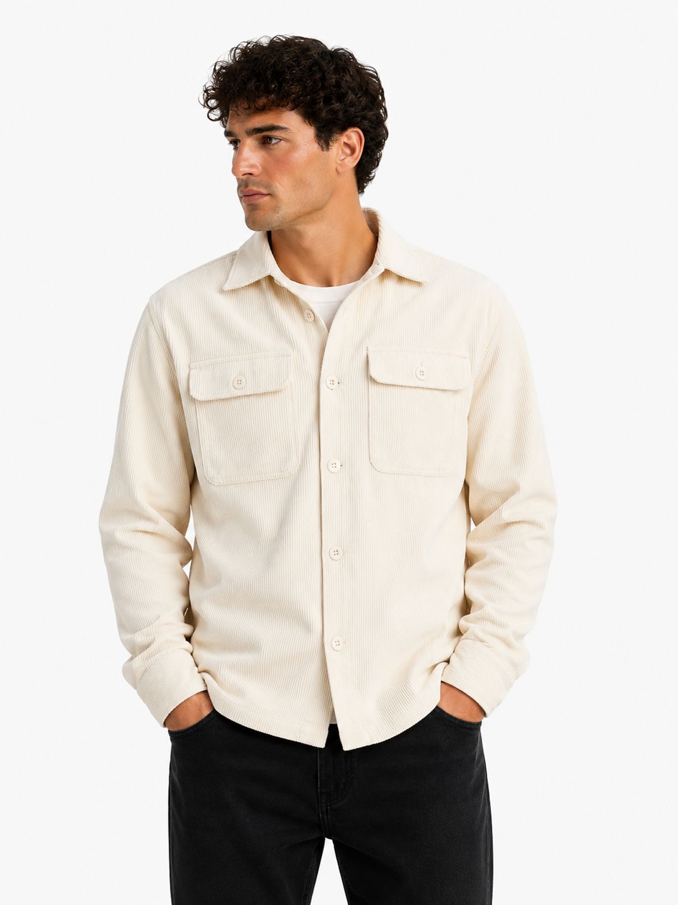Jack & Jones JJEREGENT CORD OVERSHIRT LS SN Antique White 00119757-EKA26011400002487