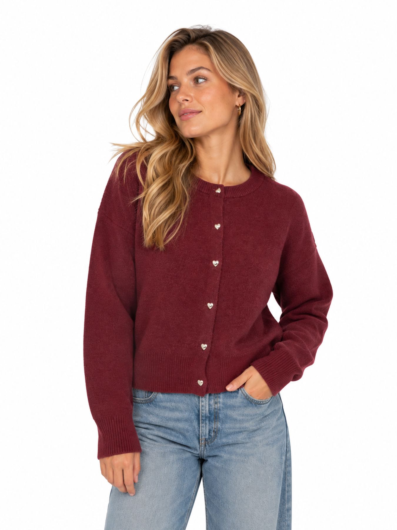 Vero Moda VMKACY LS O-NECK CARDIGAN Windsor Wine 00115190-EKA26011400003638