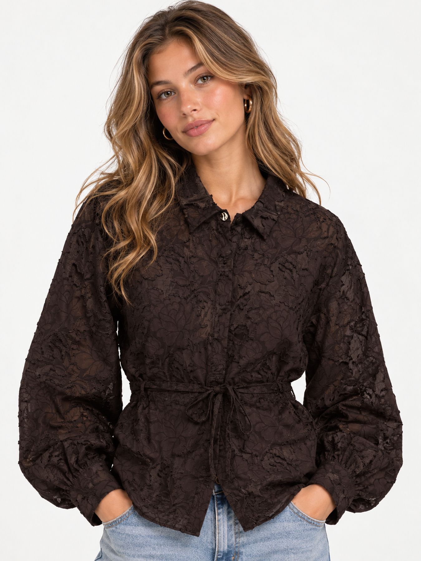 Vero Moda VMJOY L/S SHIRT WVN Chocolate Torte 00120075-EKA26011400003061