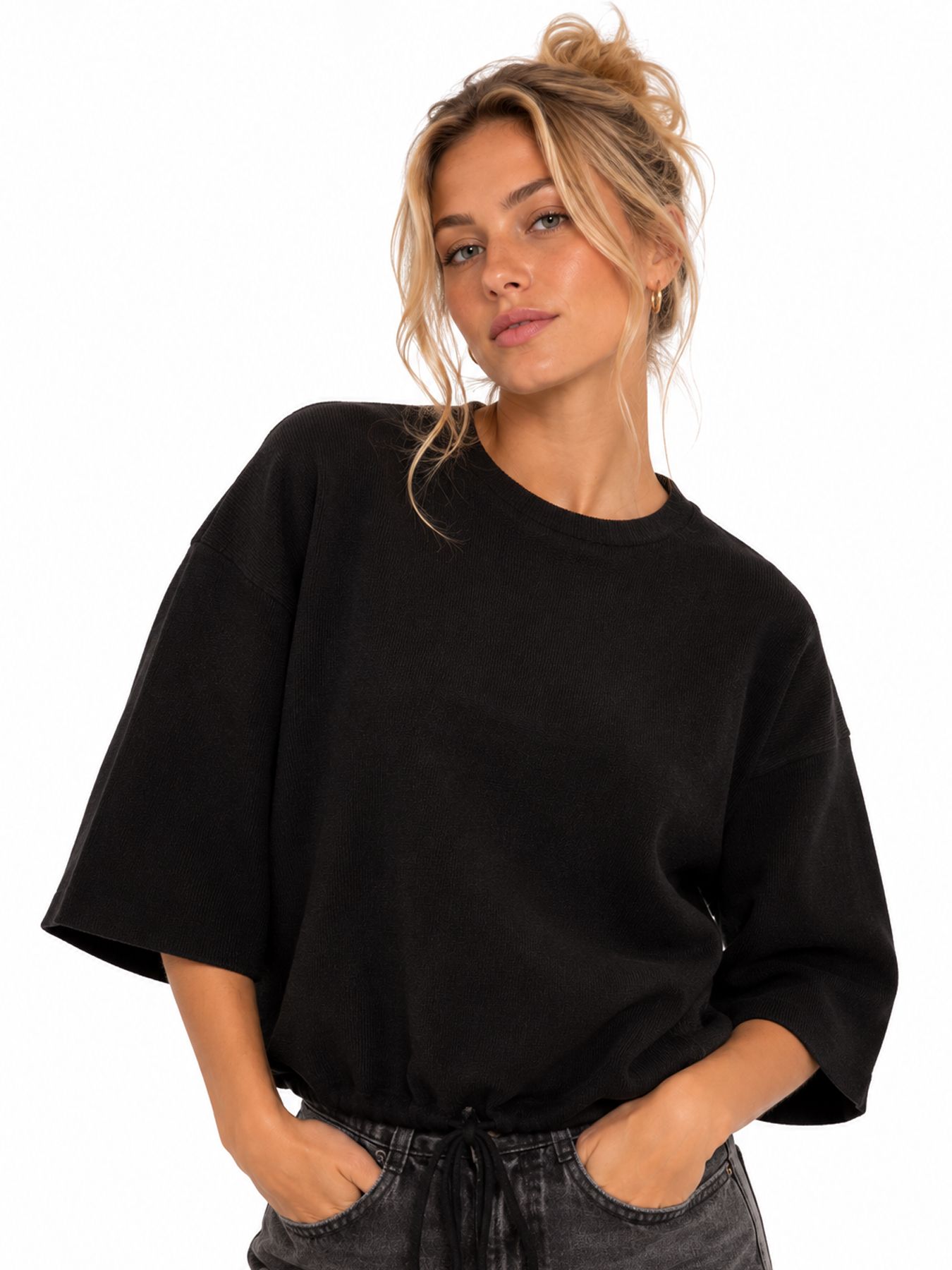 Only ONLSITERI SS LOOSE TIE O-NECK TOP C Black 00120076-EKA26011400000004