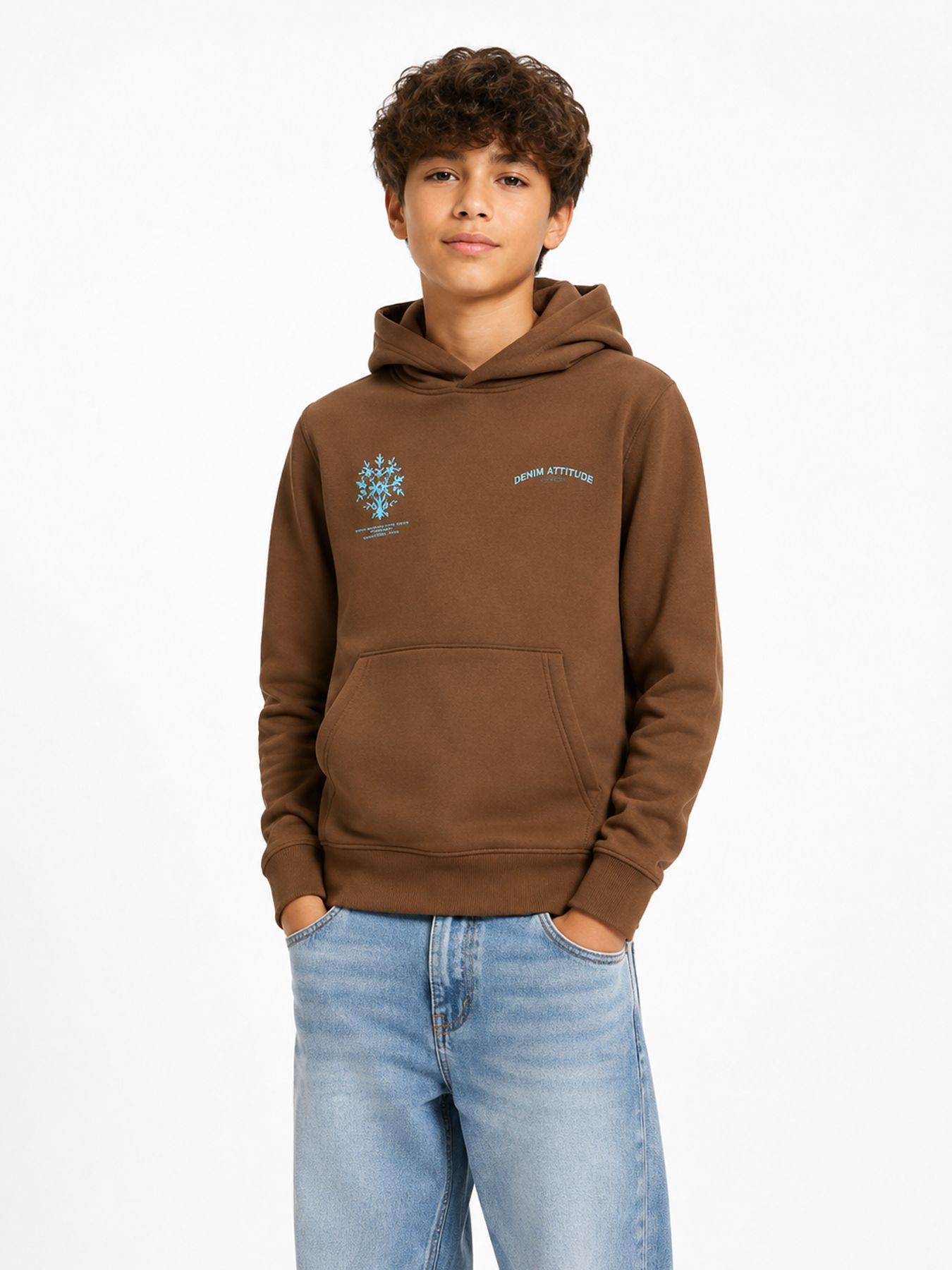Jack & Jones JJTRADITION SWEAT HOOD JNR Cocoa 00120078-EKA26011400003593