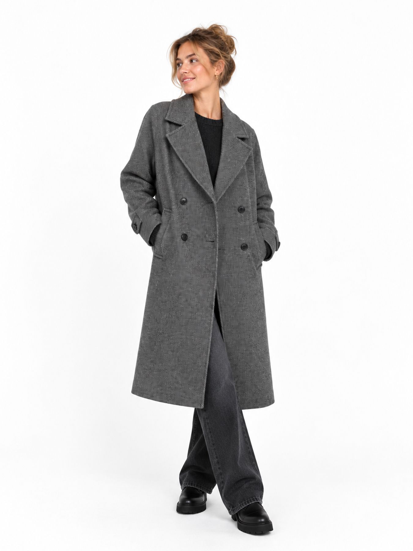Vero Moda VMEVA LONG COAT NOOS Medium Grey Melange 00120114-EKA26011400002524