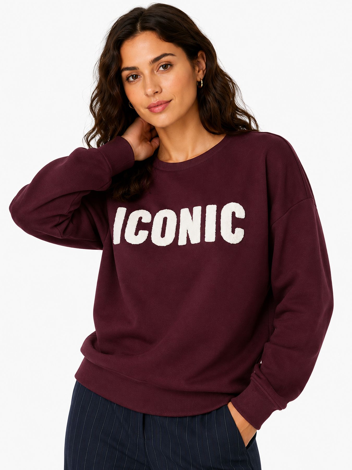 Only ONLSWEAT LIFE L/S CREW O.SIZE STATE Fig/ICONIC - TEDDY 00120129-EKA26011400003756