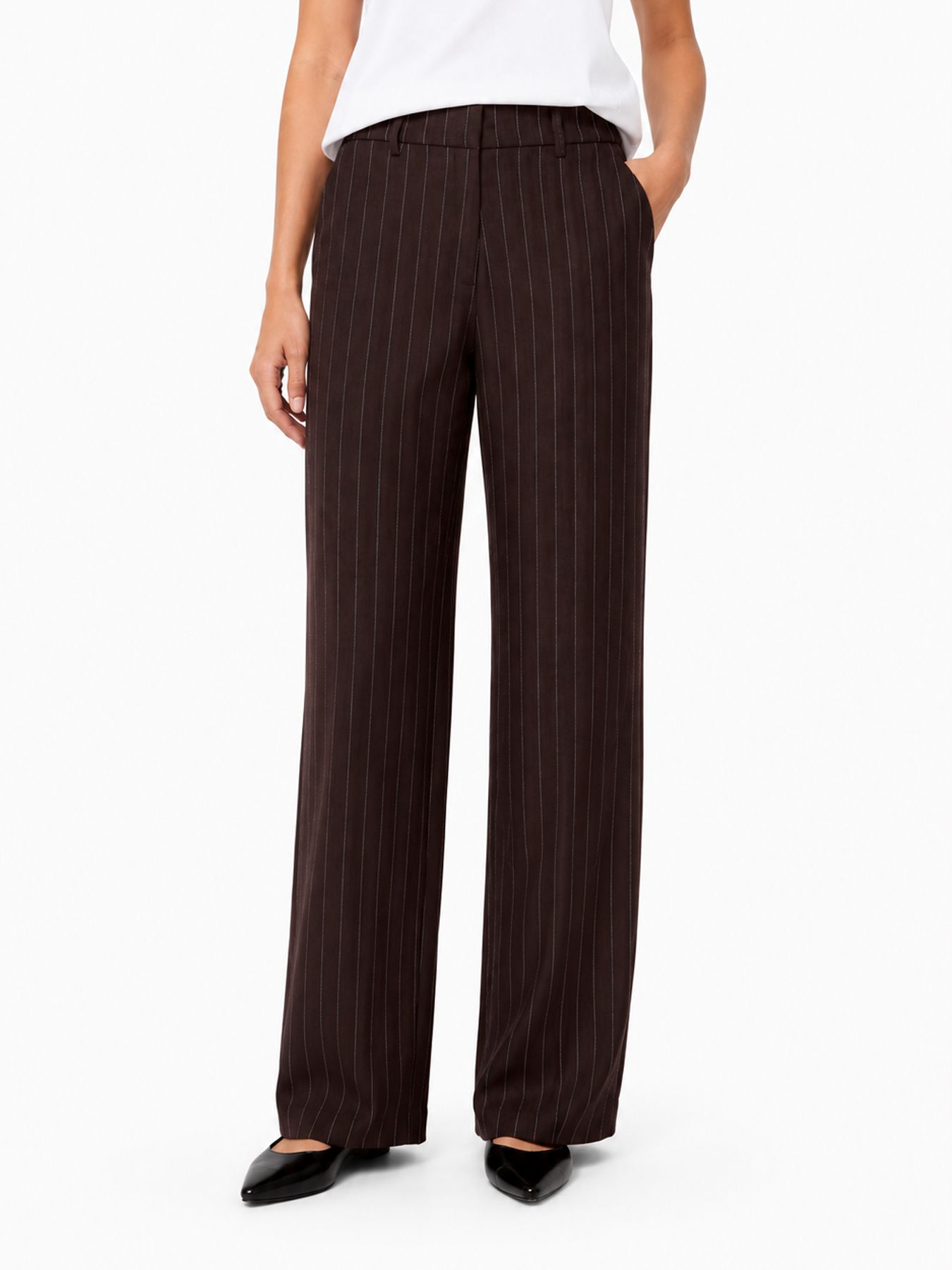 Only ONLALINE HW STR PINSTRIPE PANT TLR Chocolate Torte/CLOUD DANCER 00120150-EKA26011400003528