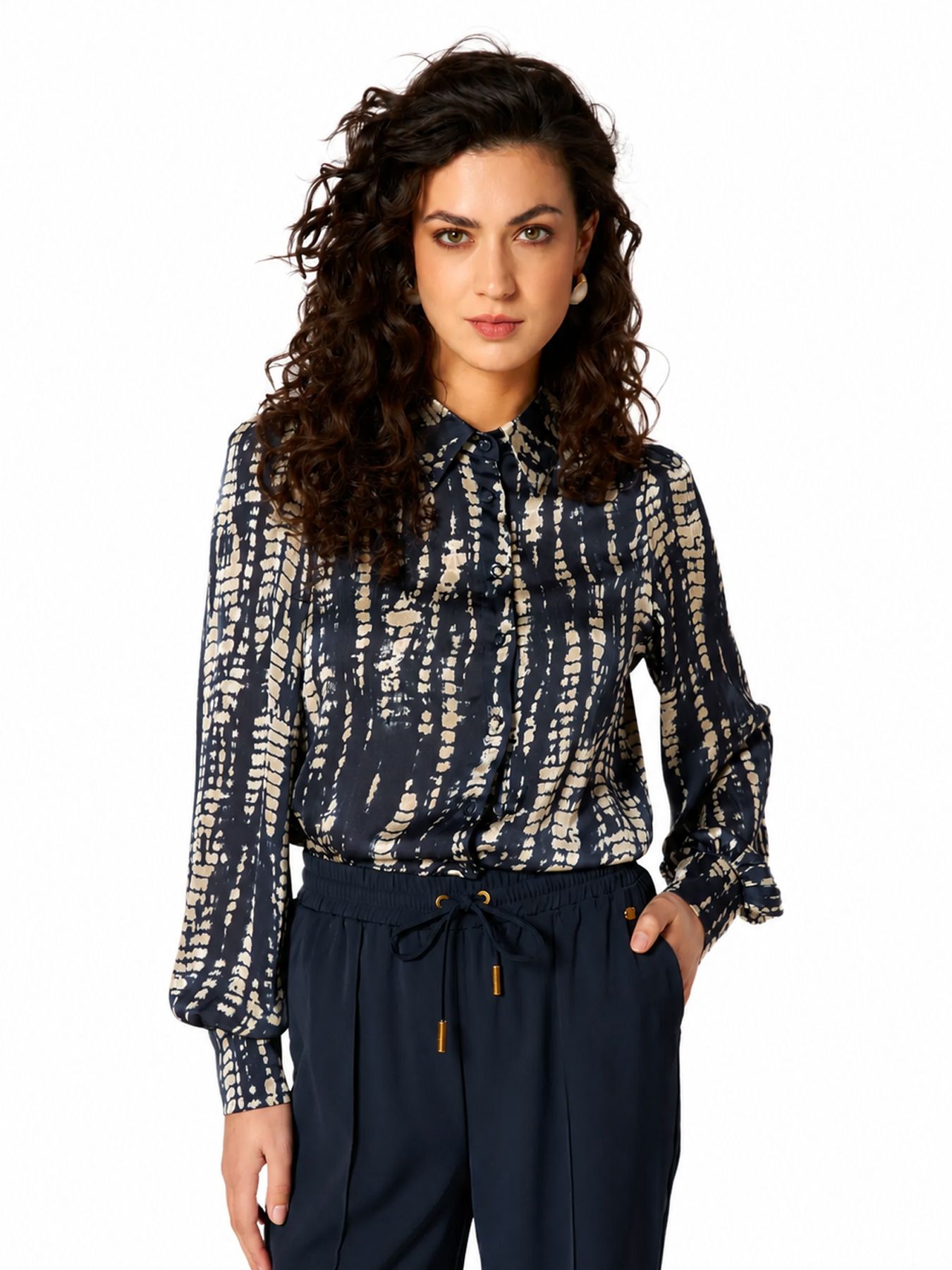 Lofty Manner Blouse Ira - Straight Marble 410 dark blue 00120152-EKA26013300000096