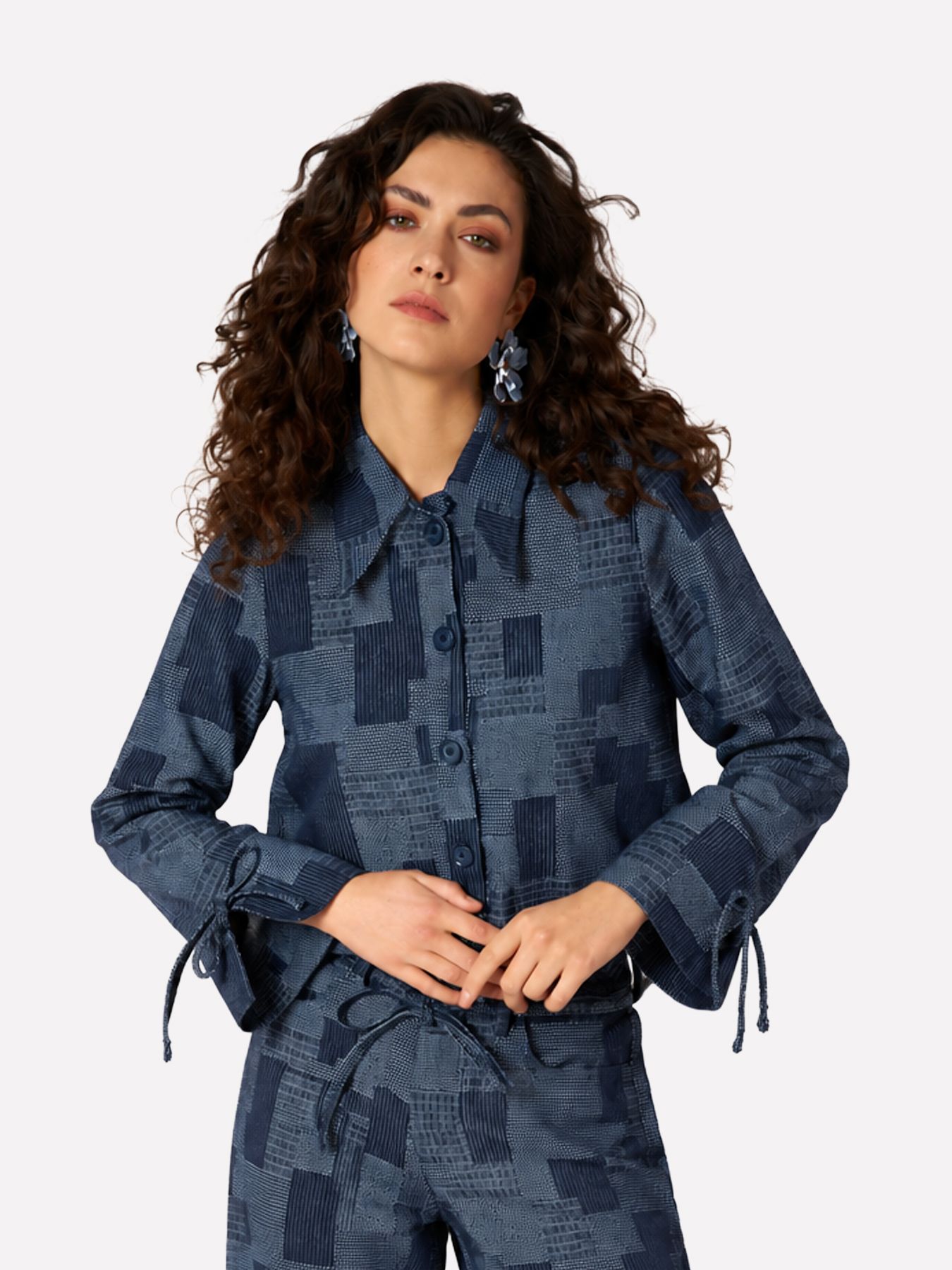 Lofty Manner Blouse Ilja - Patchwork Straight 409 mid blue 00120153-EKA26013300000097
