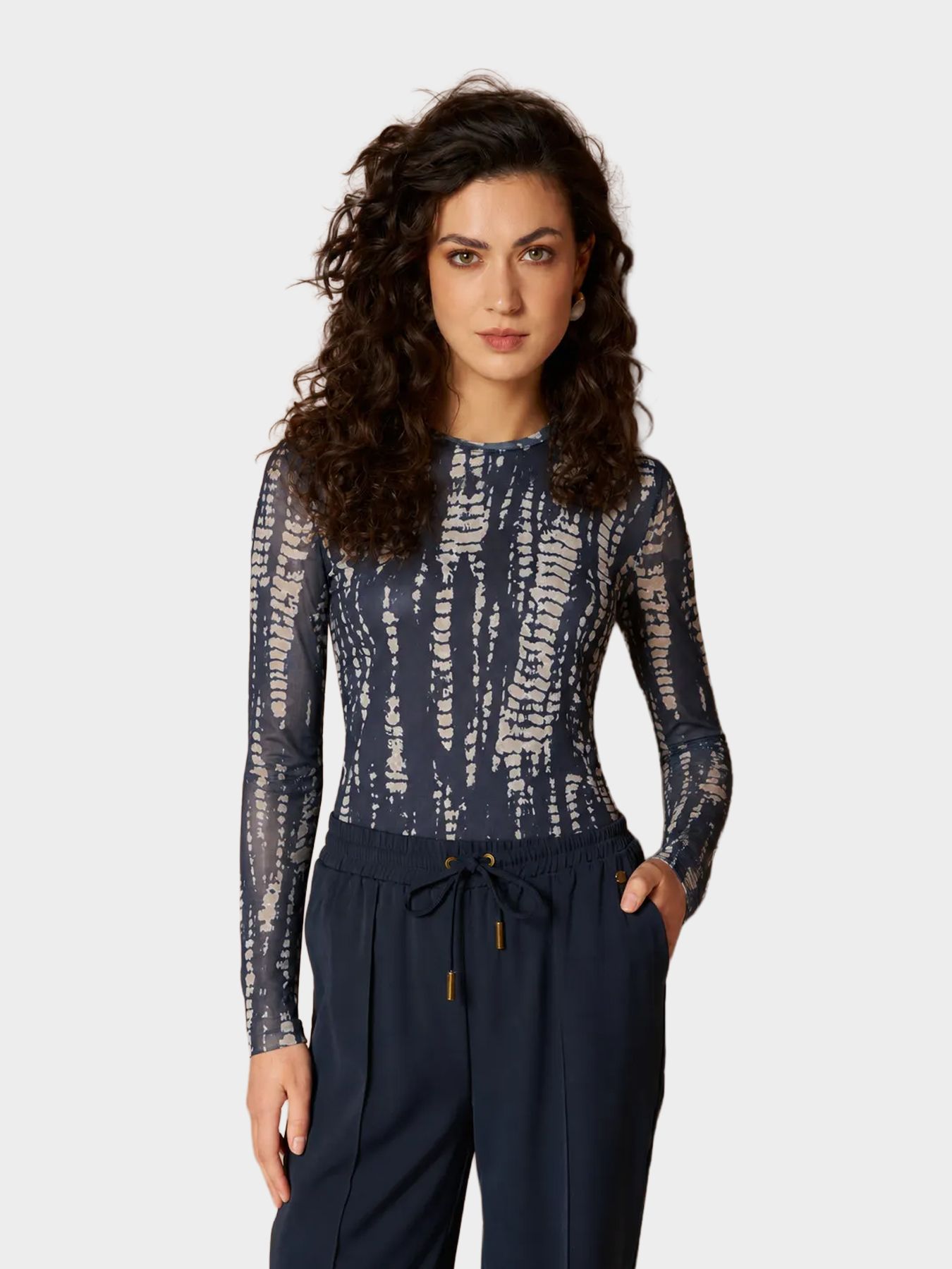 Lofty Manner Top Iniko - Abstract Mesh 410 dark blue 00120155-EKA26013300000096