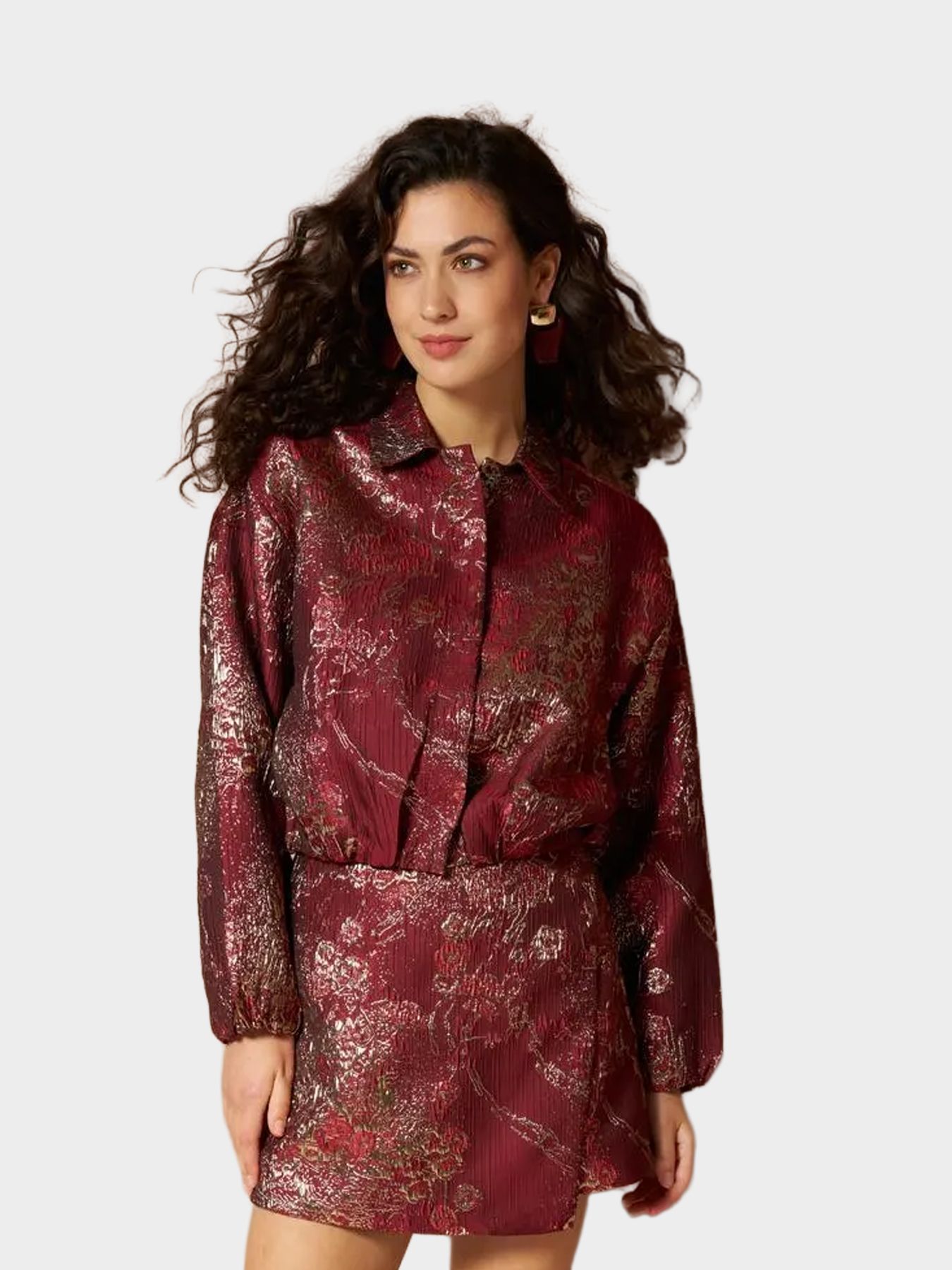 Lofty Manner Jacket Inea - Balloon Jacquard 257 brick red 00120161-EKA26013300000098