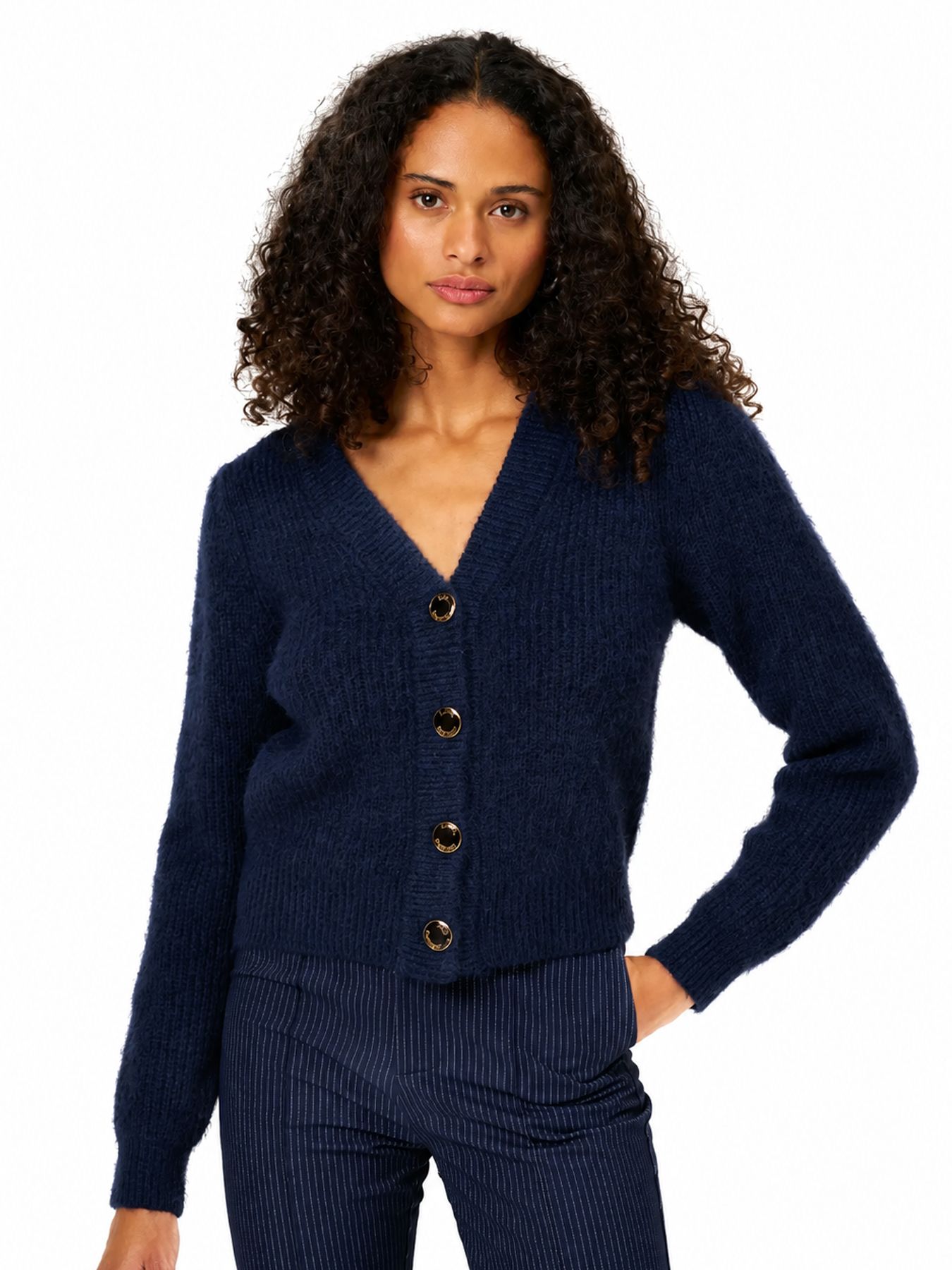 Lofty Manner Cardigan Lily - Classic V-Neck 410 dark blue 00120163-EKA26013300000096