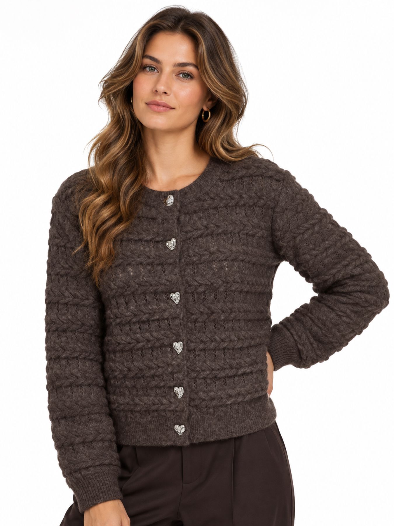 Only ONLCABALA LS CABEL CARDIGAN CC KNT Coffee Bean/Fie dots (Pale lilac) 00120323-EKA26011400003724