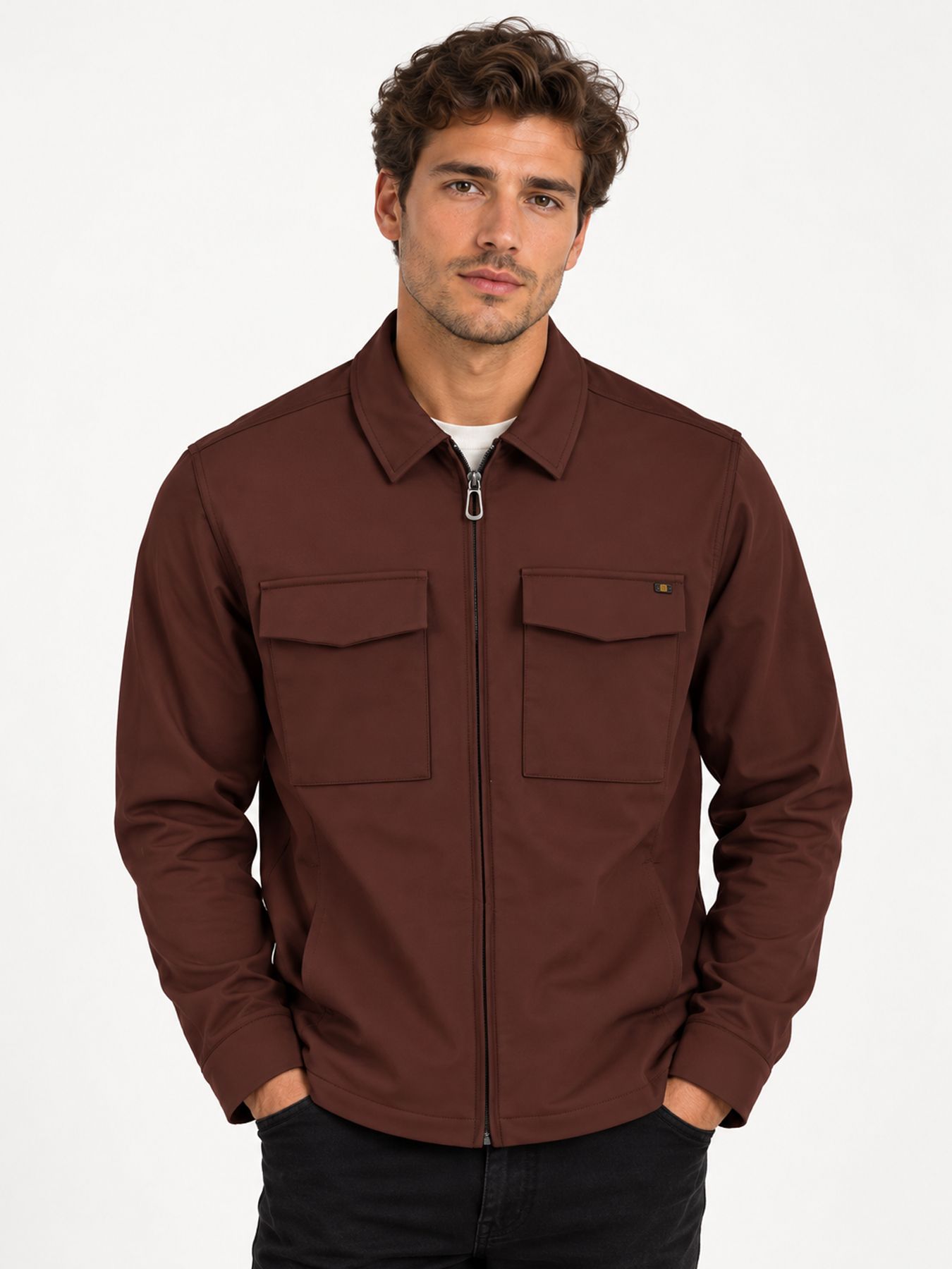 No Excess Overshirt Full Zipper Stretch Sedoc 047 earth 00120340-EKA14000100000121