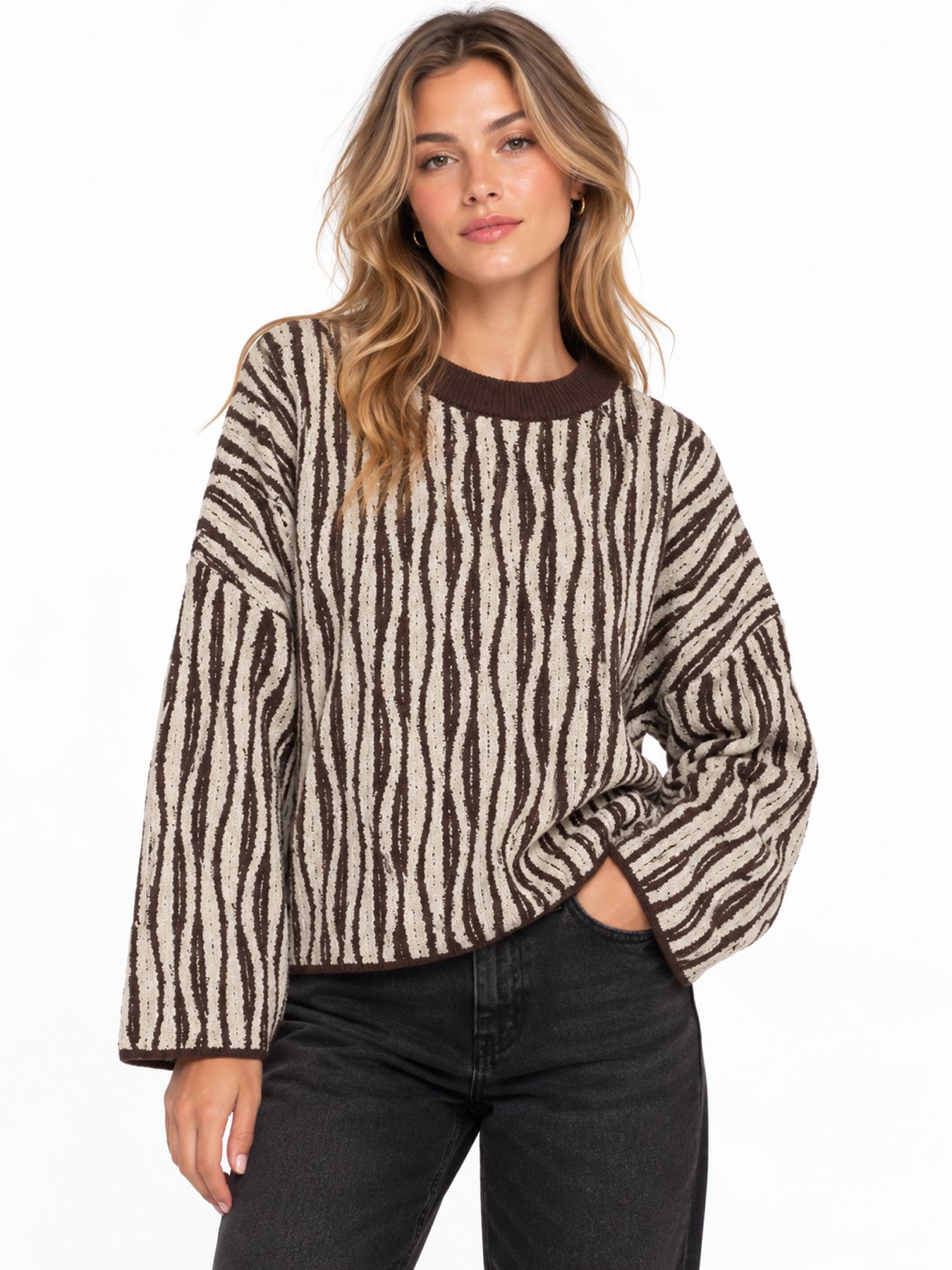 Vero Moda VMJOSIE LS O-NECK LONG PULLOVER BOO Chocolate Torte/MELANGE 00120352-EKA26011400003157