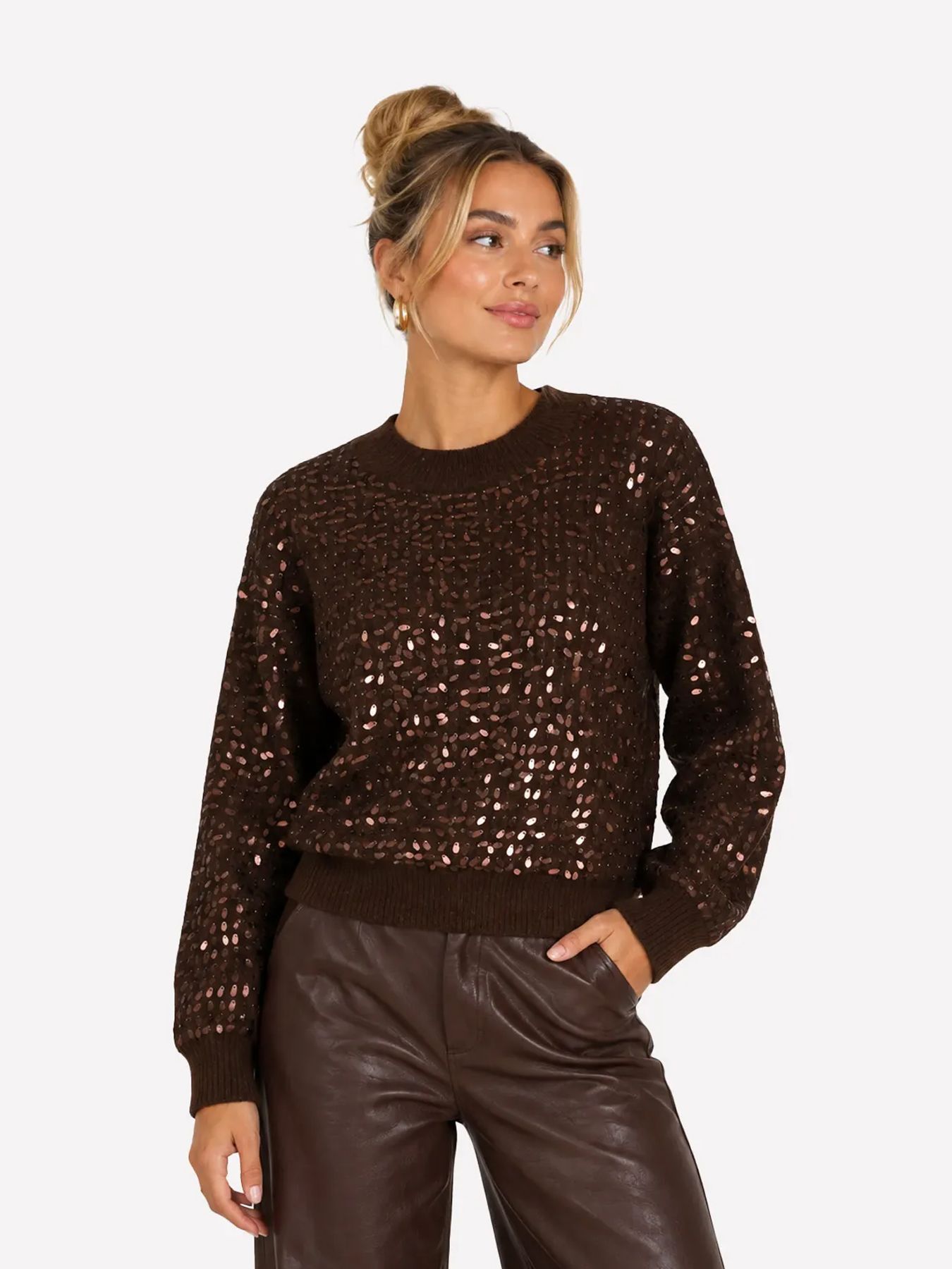 Fluresk Fabi knit sweater 514 dark chocolate 00120926-EKA26015100000020