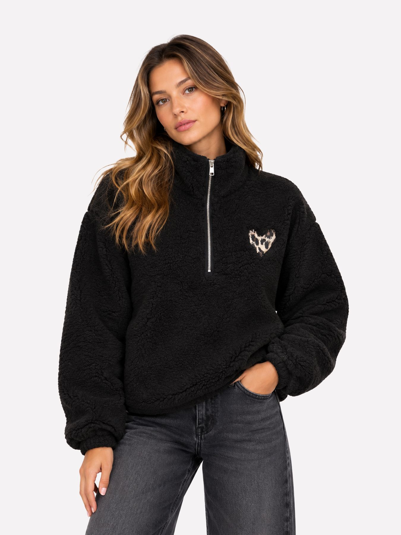 Only ONLNEW DALLAS L/S HIGHNECK ZIP CS S Black/LEO AOP 00120929-EKA26011400000044