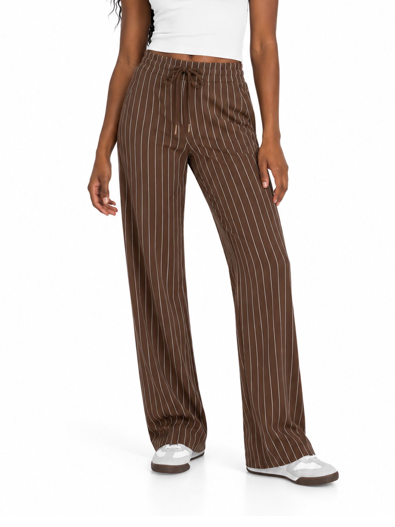 Esqualo Trousers modal striped 185 coffee 00121359-EKA26009300000059