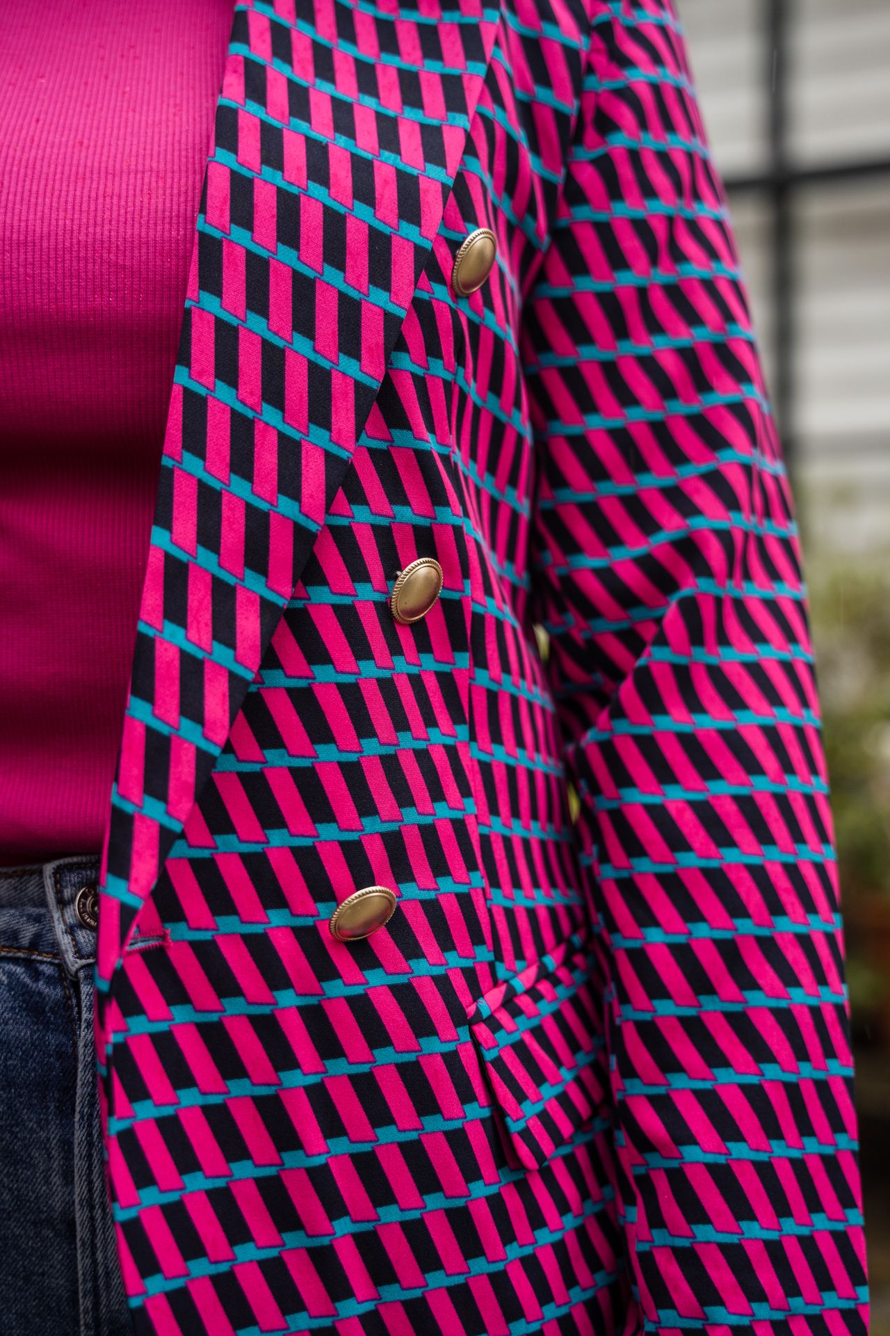 Only ONLCORINNA-ABBA L/S AOP BLAZER CC T Pink Yarrow/Navy blazer and capri b 2900136512034