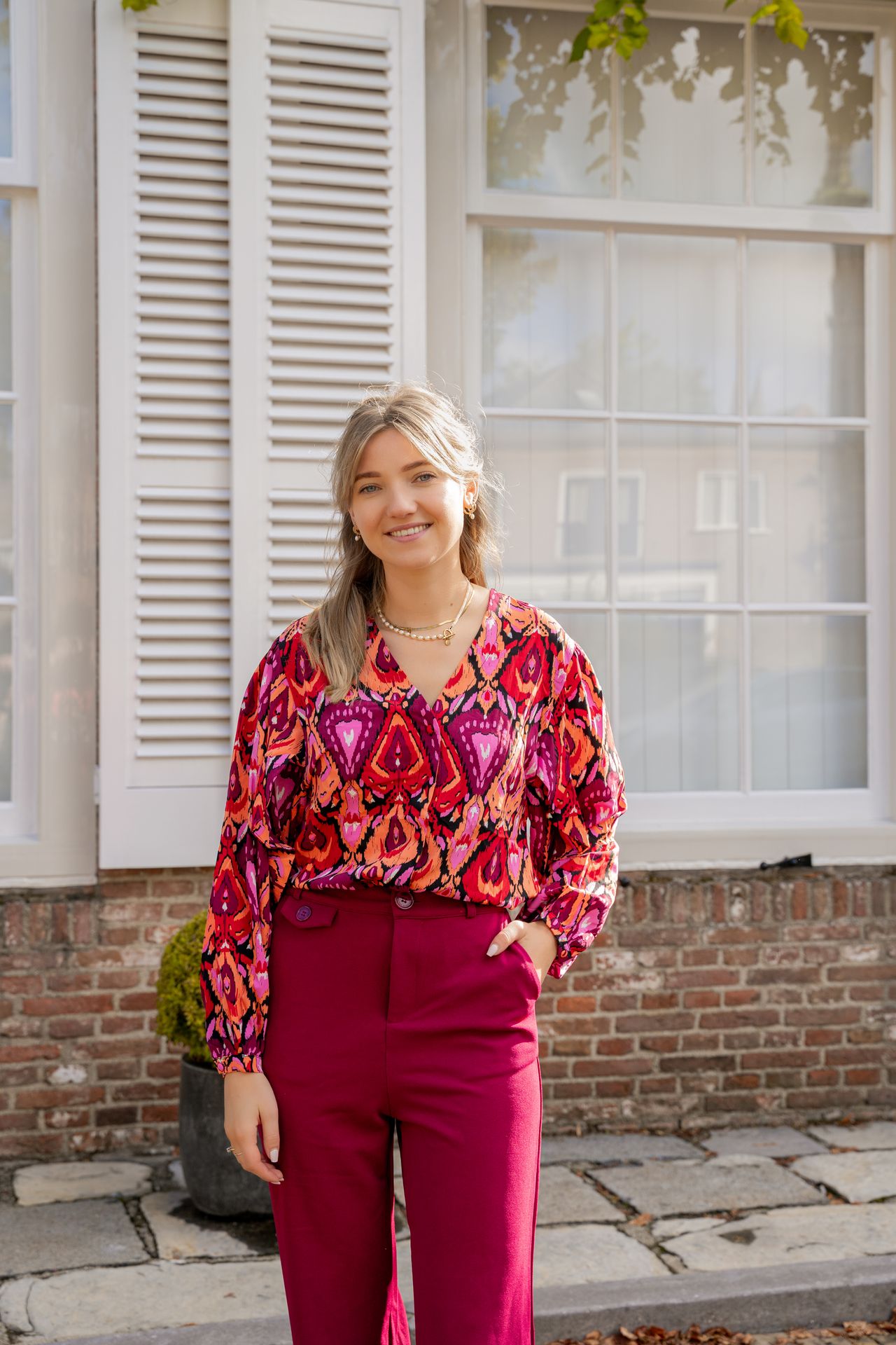 Lofty Manner Blouse Livie 787 heart ikat print 2900150712045