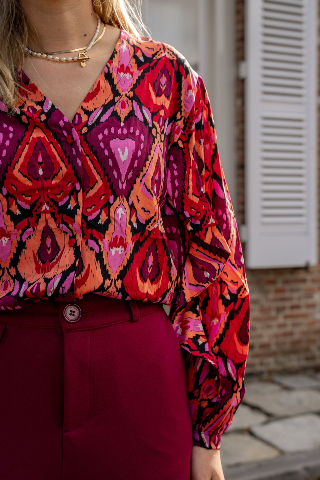 Lofty Manner Blouse Livie 787 heart ikat print 2900150712045