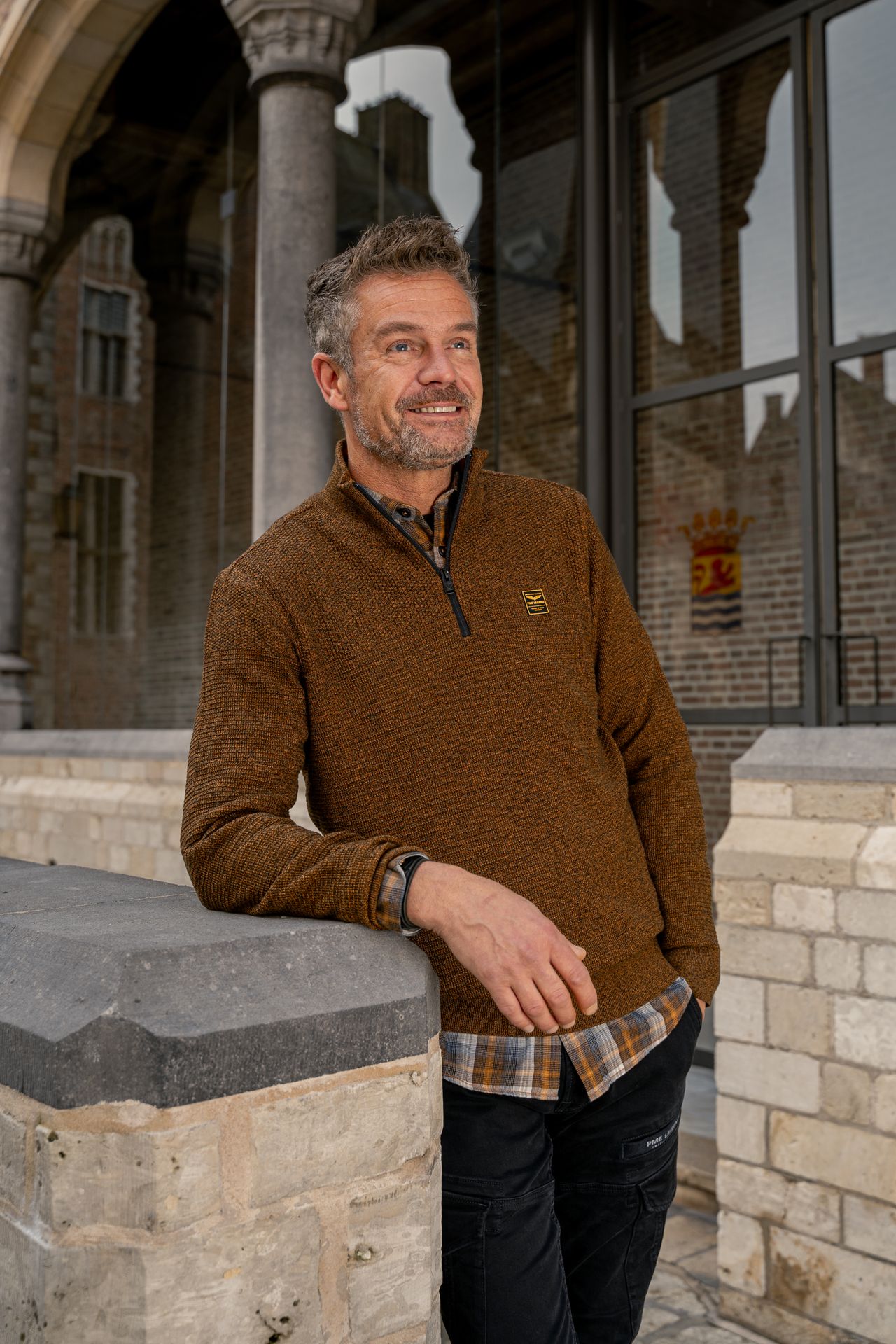 Pme Legend Half zip collar cotton mouline Buckthorne Brown 2900147547049