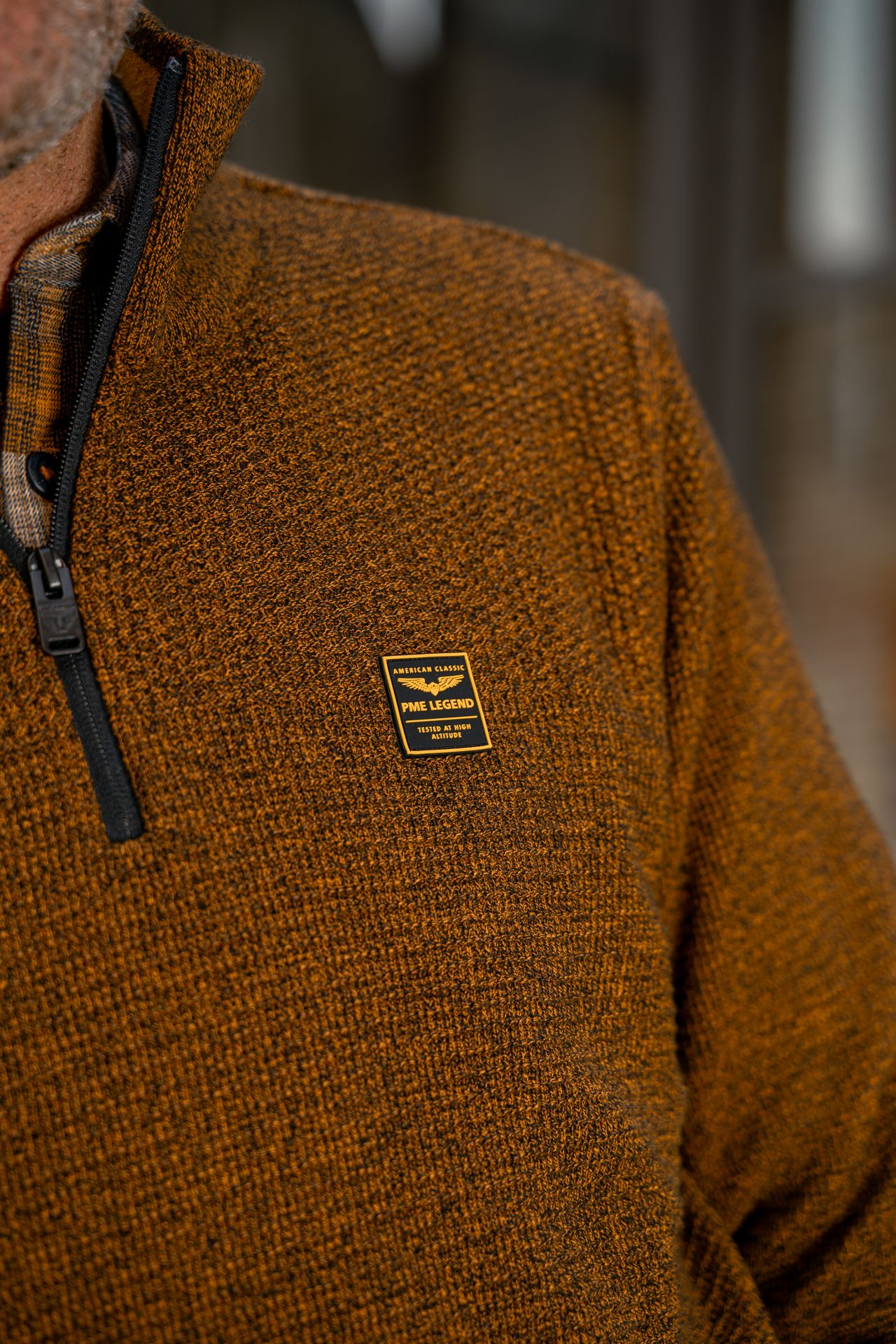 Pme Legend Half zip collar cotton mouline Buckthorne Brown 2900147547049