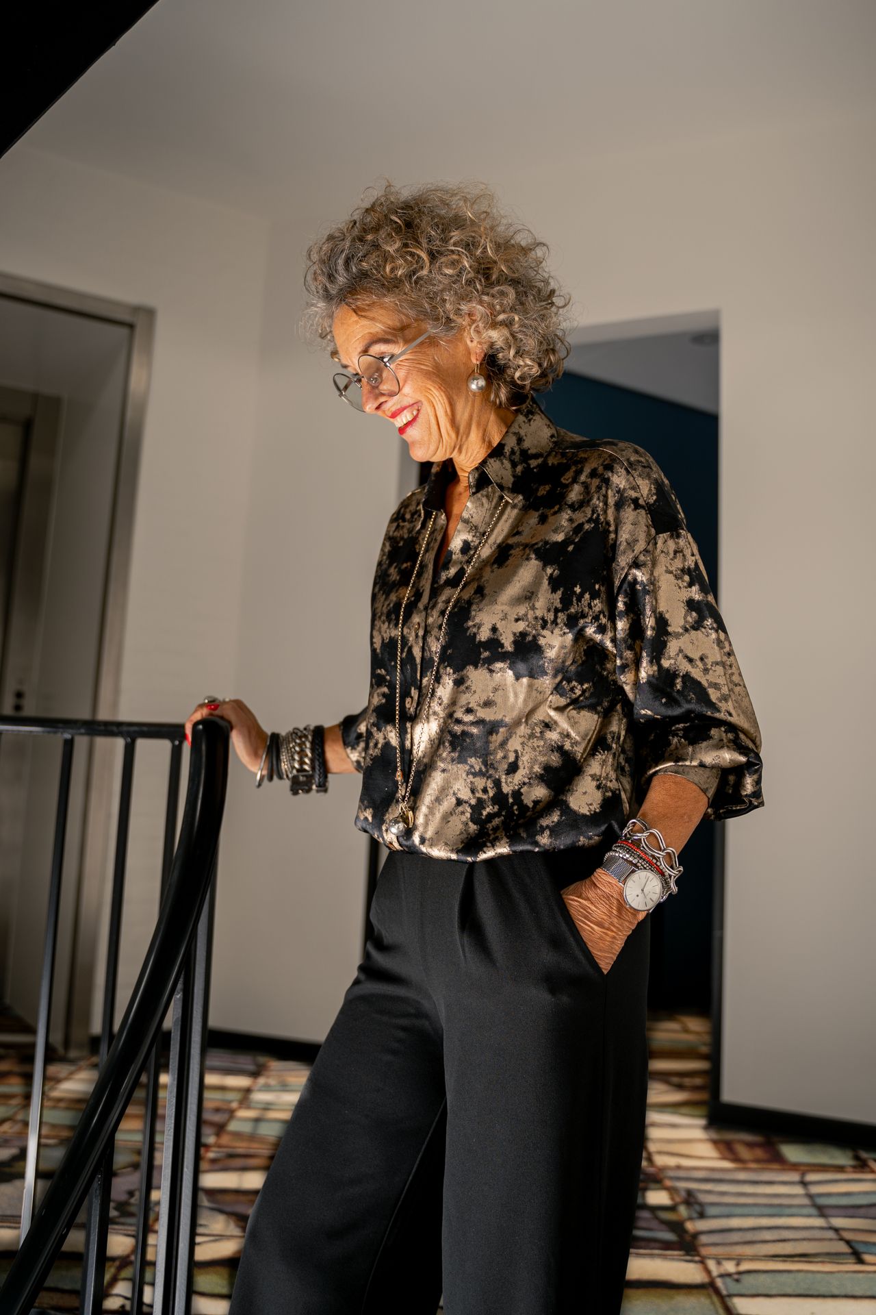 Esqualo Blouse V-neck lamee 000 black 2900151556129